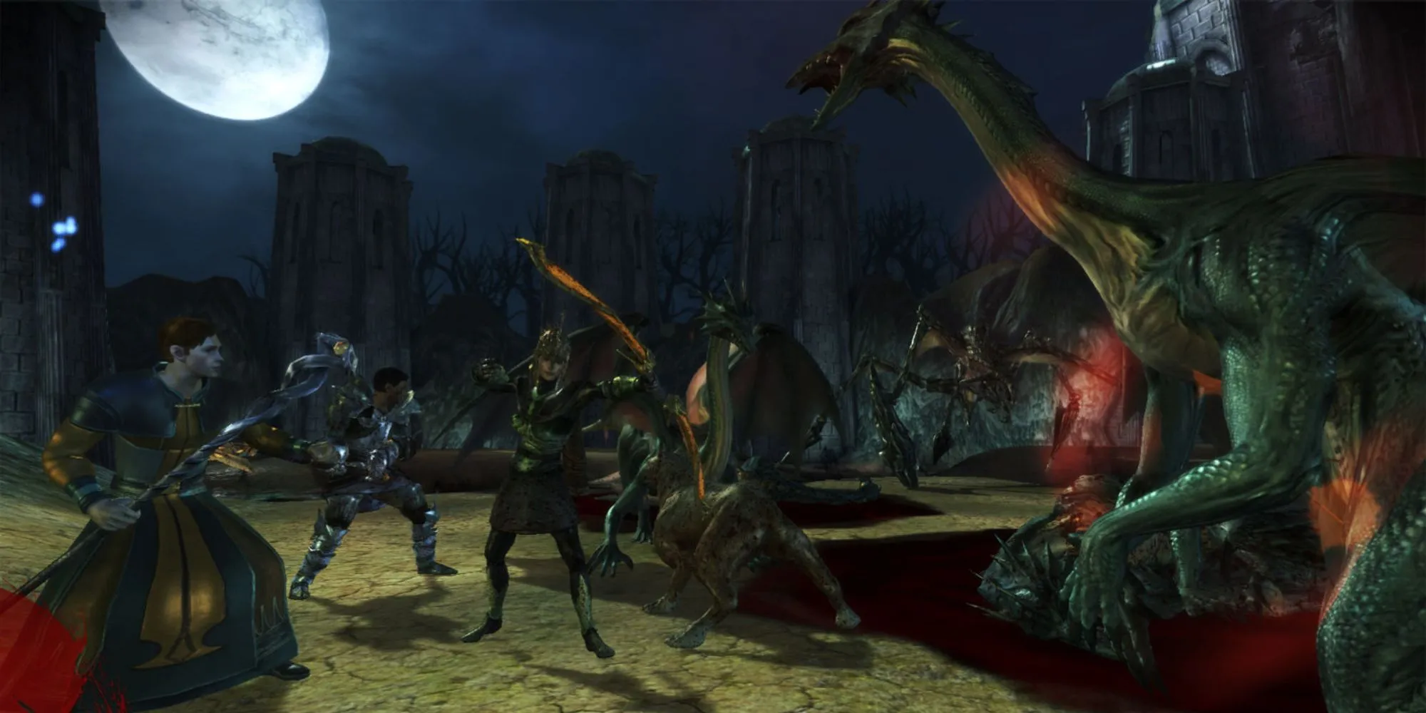 Một cảnh chiến đấu chiến thuật trong Dragon Age: Origins