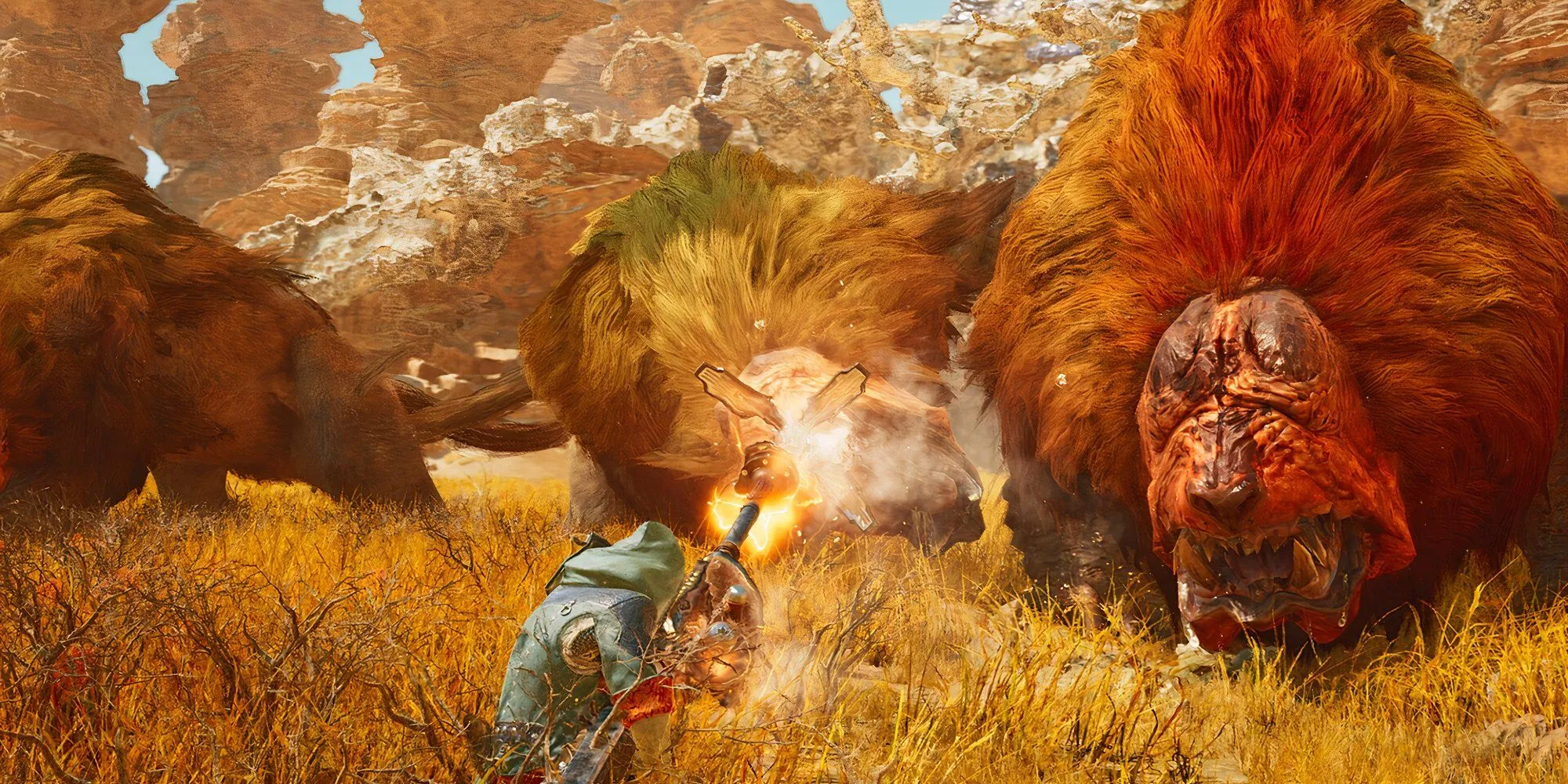 Một cảnh chiến đấu đặc trưng trong Monster Hunter Wilds