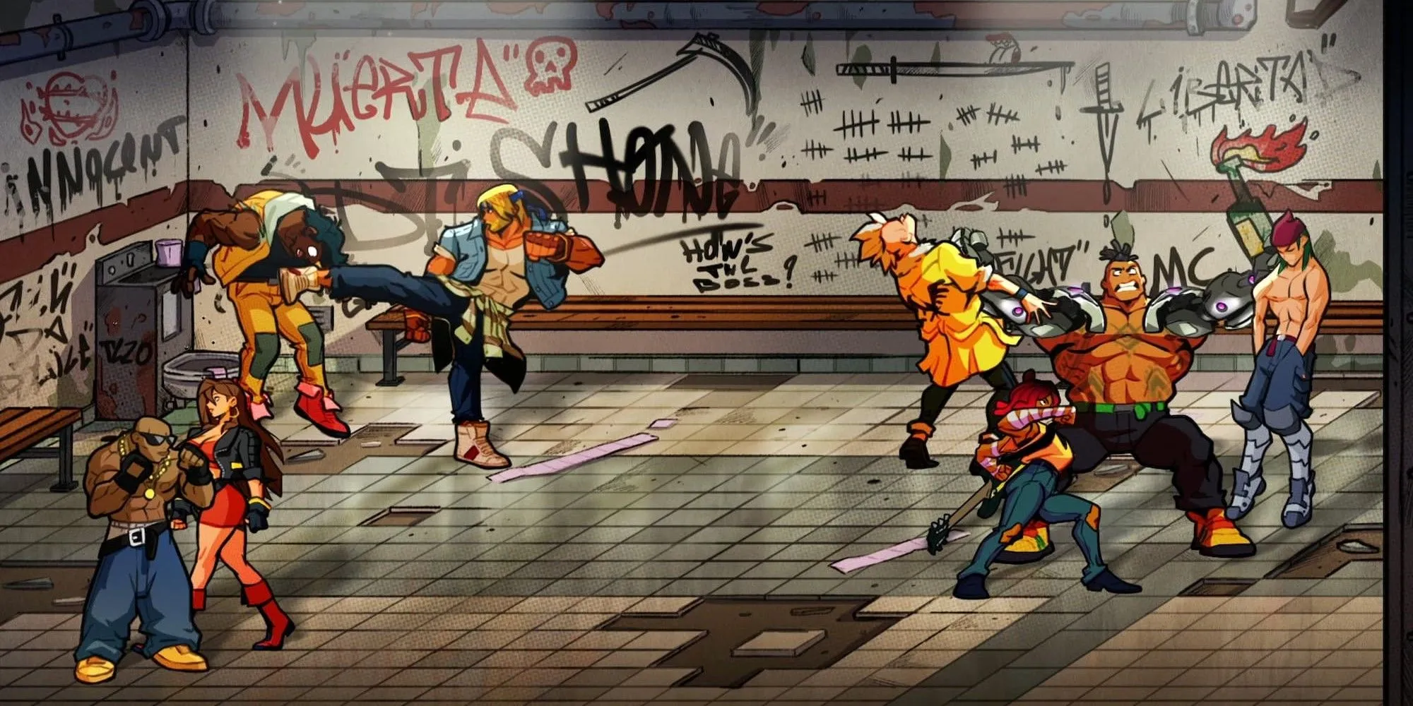 Một cảnh chiến đấu trong game beat 'em up Streets of Rage 4