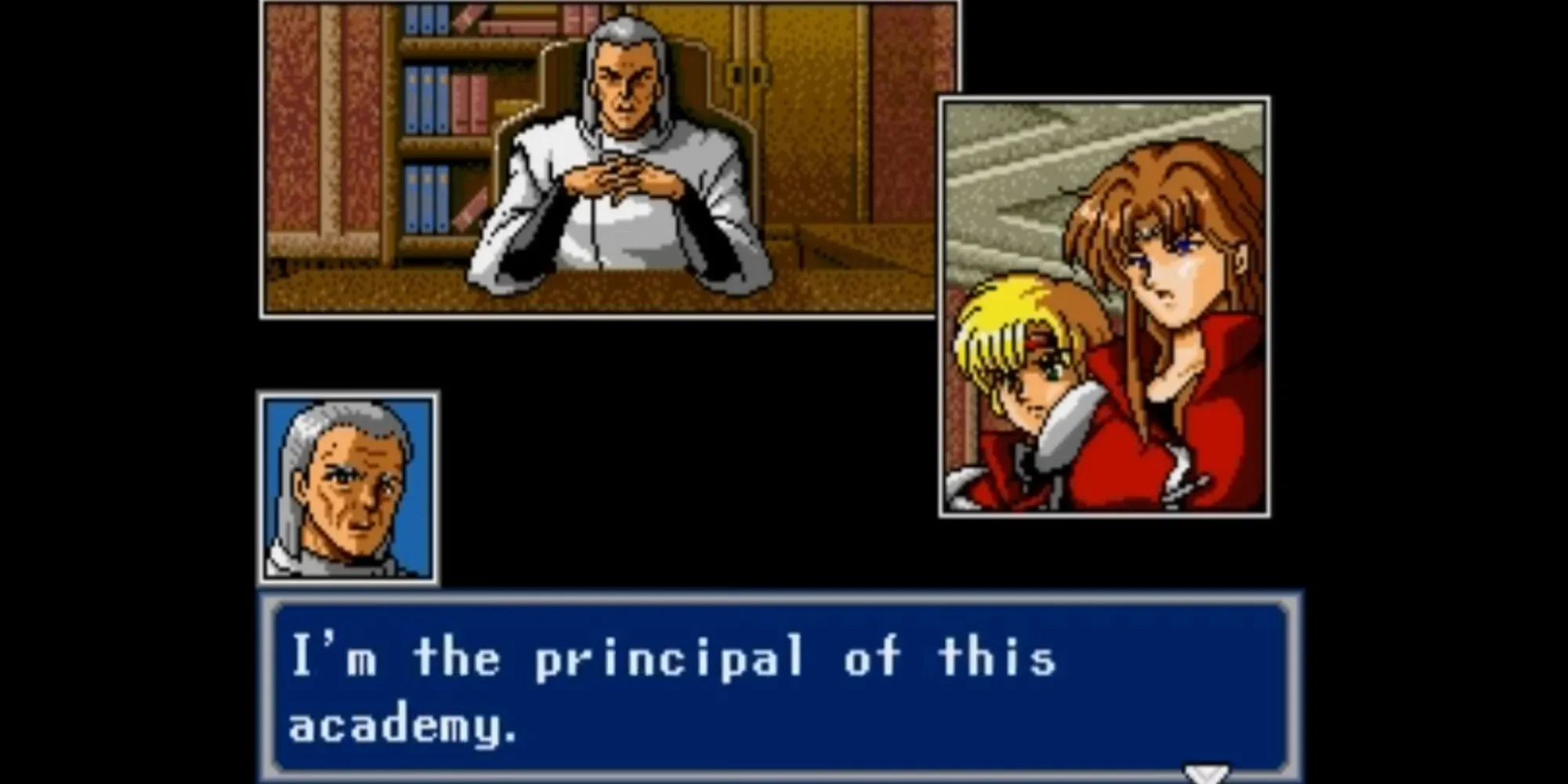 Một cảnh trong Phantasy Star IV được thể hiện bằng anime cutscene theo phong cách truyện tranh manga.