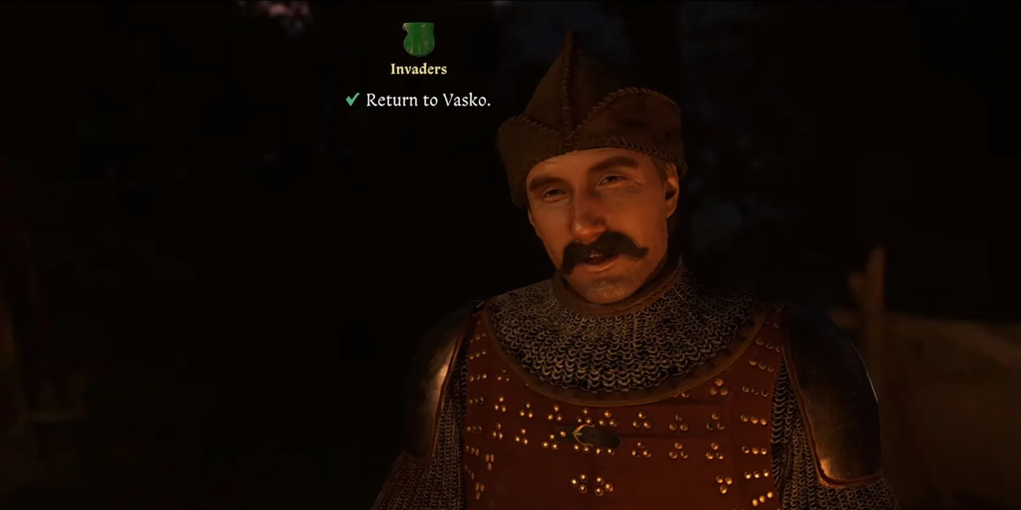 Một cảnh trong quán rượu với những người lính Cuman trong nhiệm vụ Invaders của Kingdom Come Deliverance 2