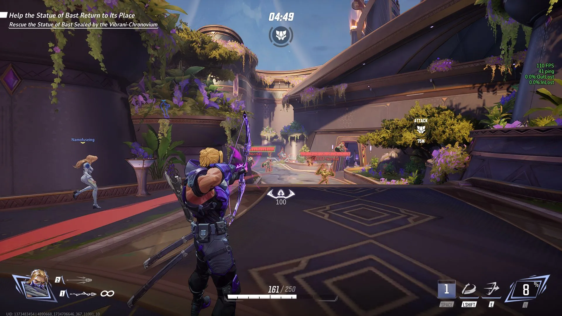 Một nhân vật trong game bắn súng Marvel Rivals đang thực hiện pha ngắm bắn chuẩn xác