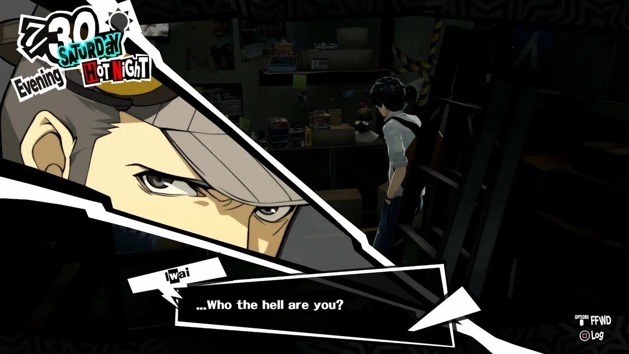 Munehisa Iwai tại cửa hàng Untouchable trong Persona 5 Royal, giới thiệu về cơ chế Confidant Hanged Man