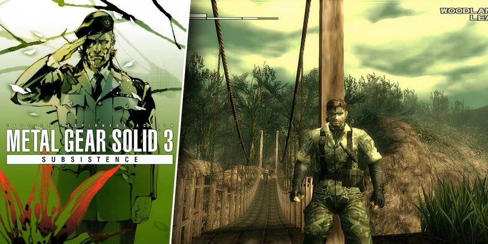 Naked Snake ẩn nấp trong rừng rậm của Metal Gear Solid 3: Subsistence