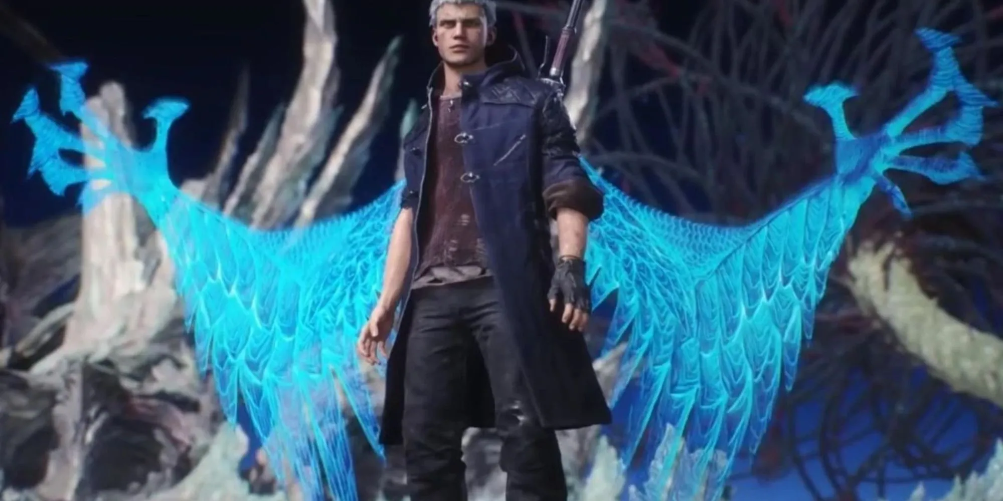 Nero sử dụng cánh tay quỷ Devil Bringer để tóm lấy kẻ thù trong Devil May Cry 5