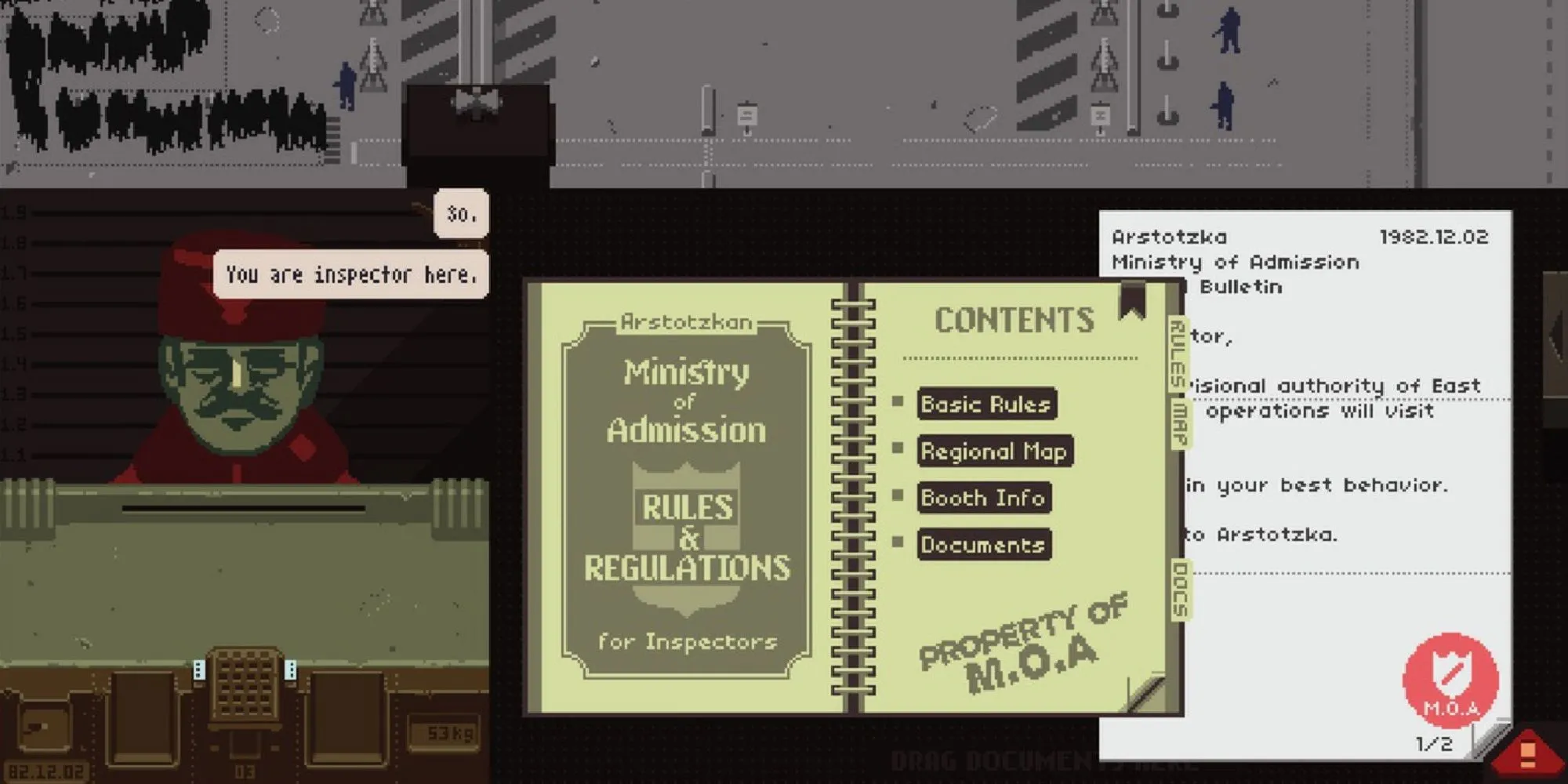 Người chơi kiểm tra giấy tờ trong game mô phỏng kiểm soát nhập cảnh Papers Please