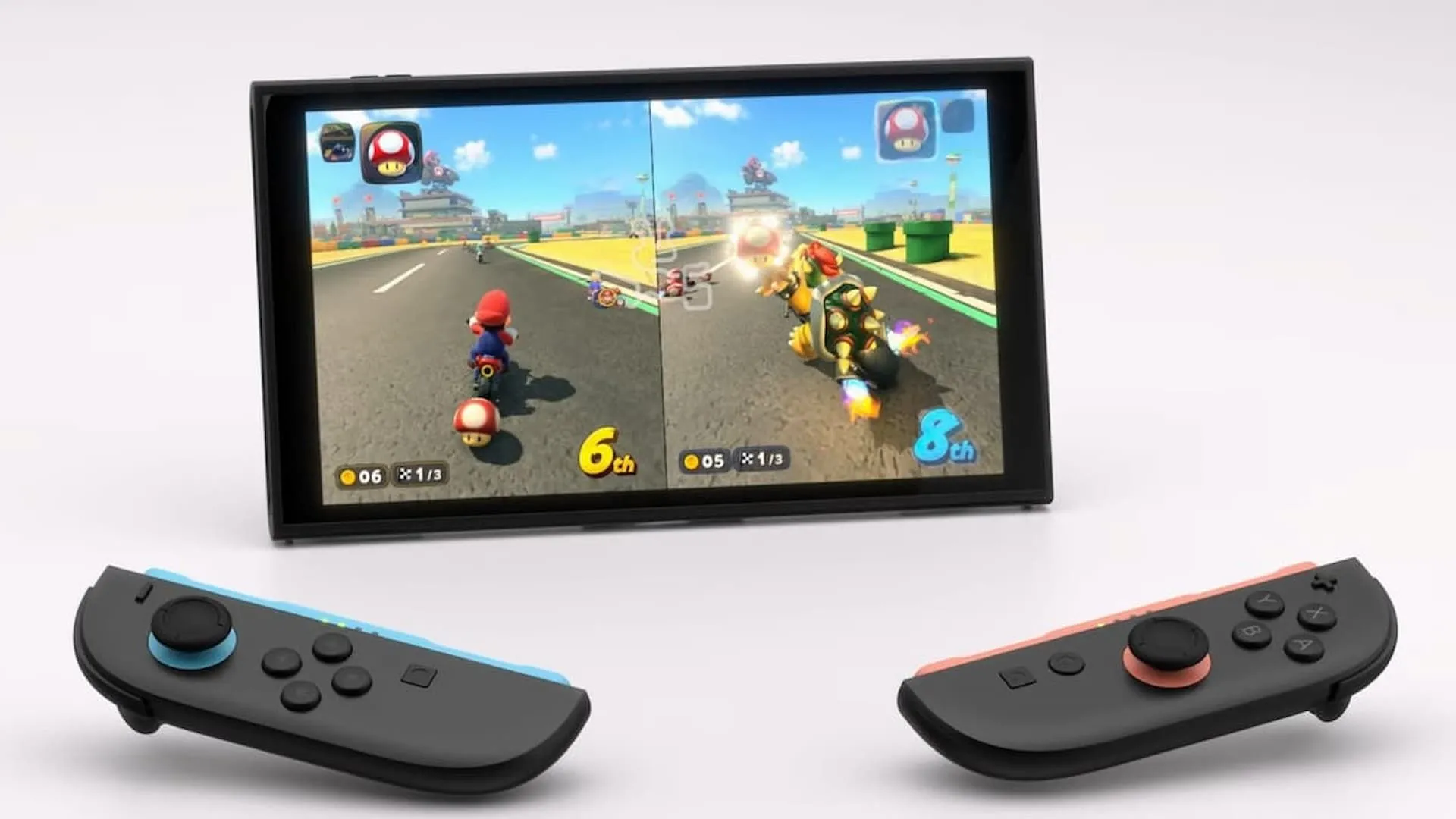 Người chơi trải nghiệm Mario Kart trên Nintendo Switch 2 với Joy-Con kép