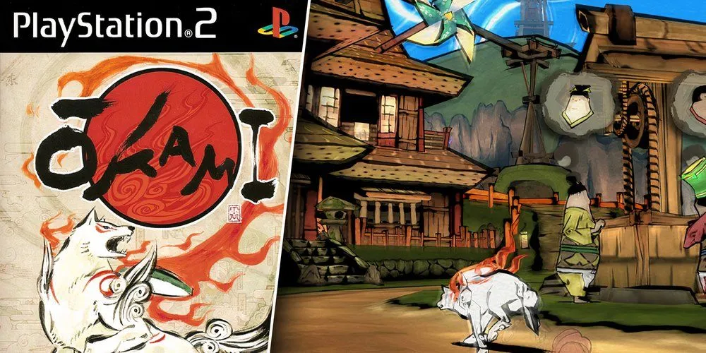 Nhân vật Amaterasu trong Okami với phong cách đồ họa thủy mặc độc đáo