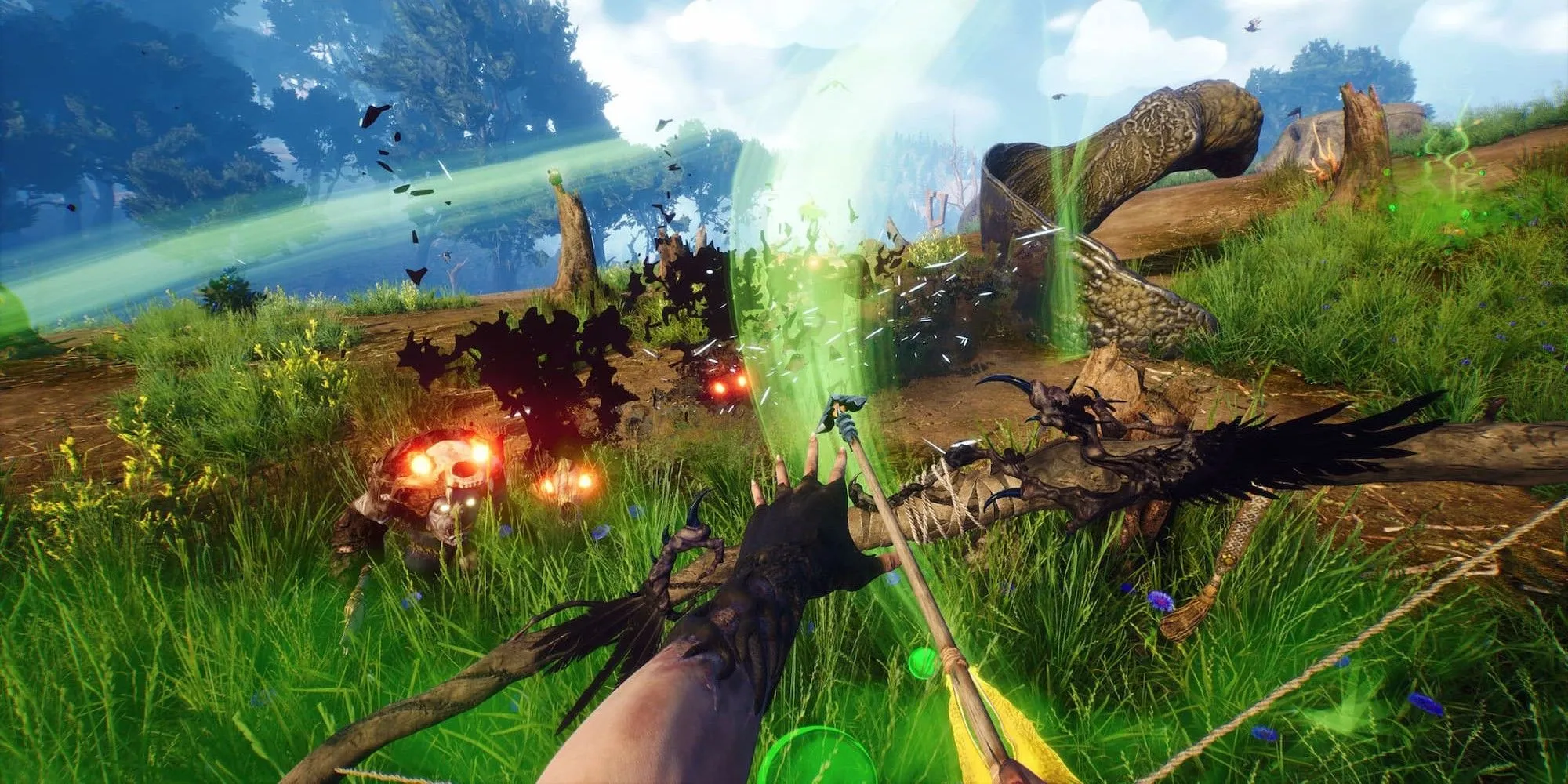Nhân vật Baba Yaga sử dụng cung tên và ma thuật trong game Blacktail