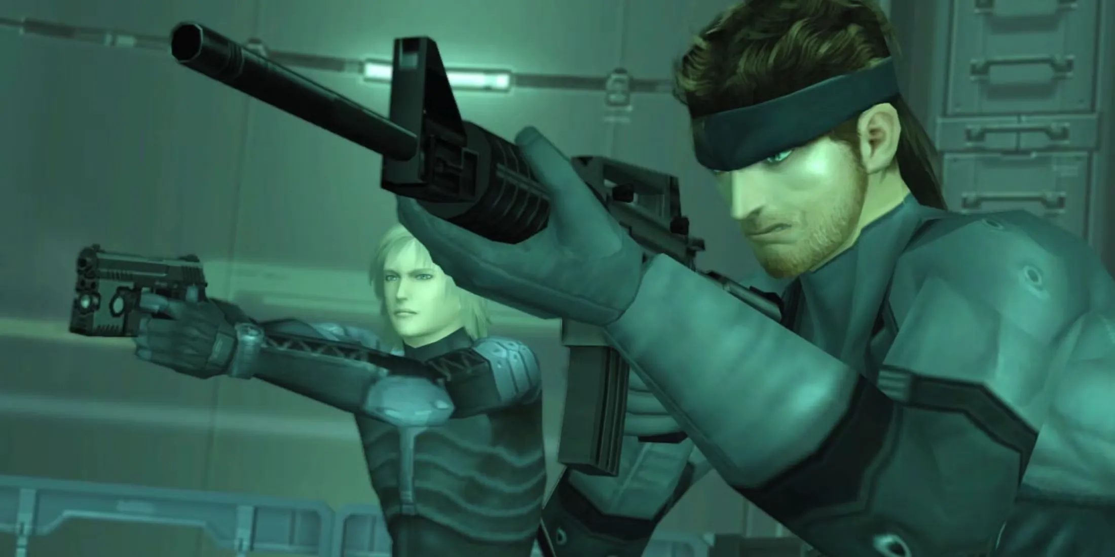 Nhân vật chính trong Metal Gear Solid 2 Sons of Liberty dưới mưa