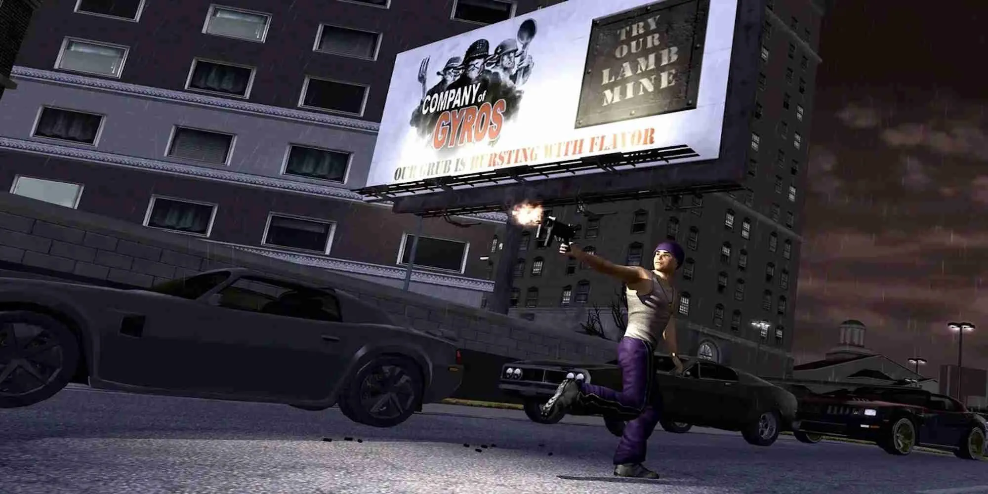 Nhân vật chính trong Saints Row 2 tạo dáng với vũ khí