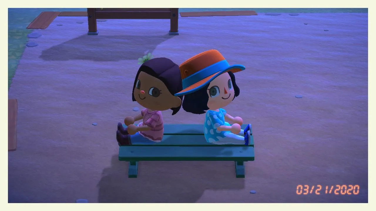 Nhân vật của tác giả và bạn thân trong Animal Crossing New Horizons, minh chứng cho trải nghiệm kết nối trong game