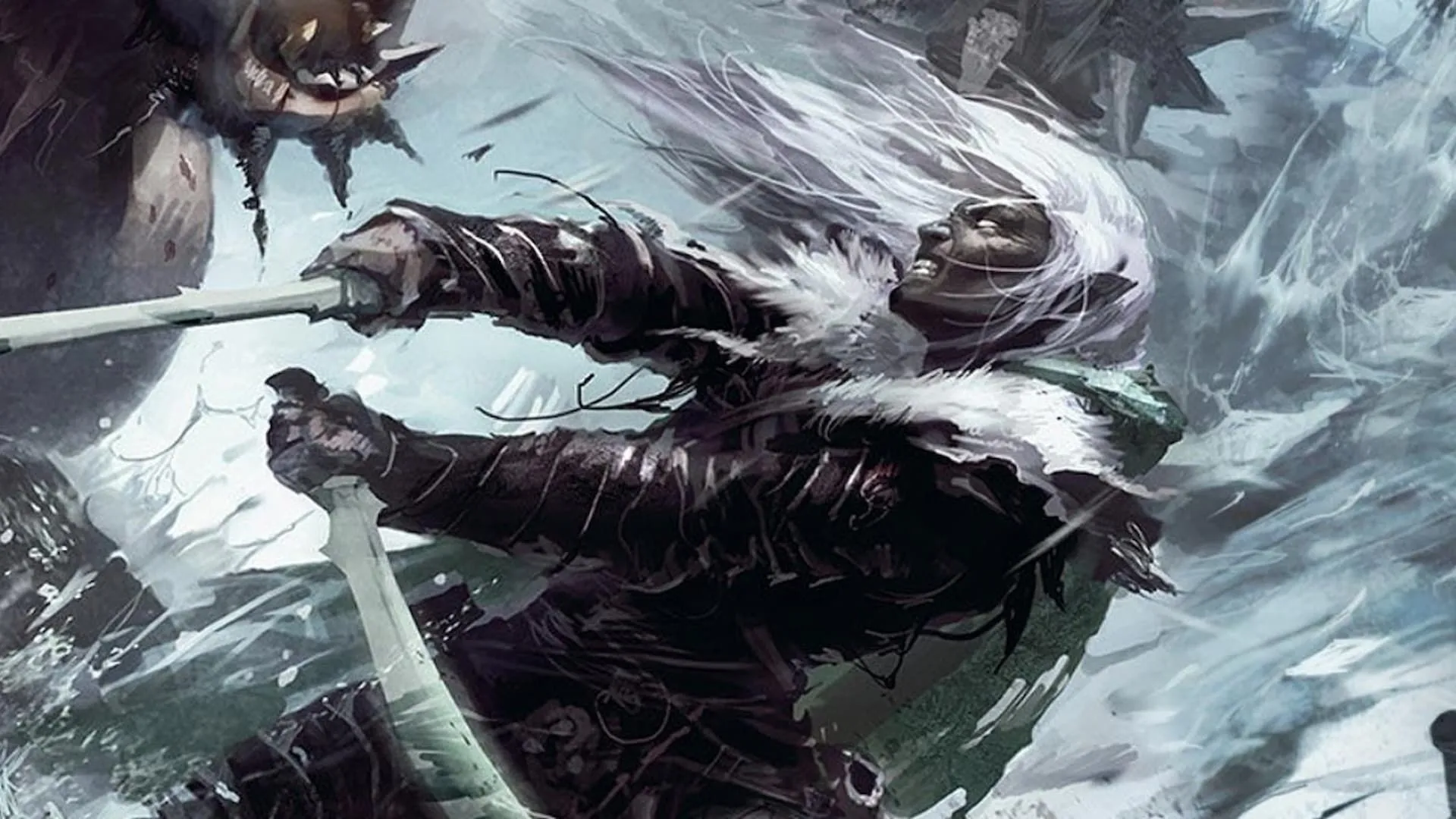 Nhân vật Drizzt Do'Urden trên bìa sách D&D, minh họa cho bối cảnh và nhân vật trong thế giới Dungeons & Dragons