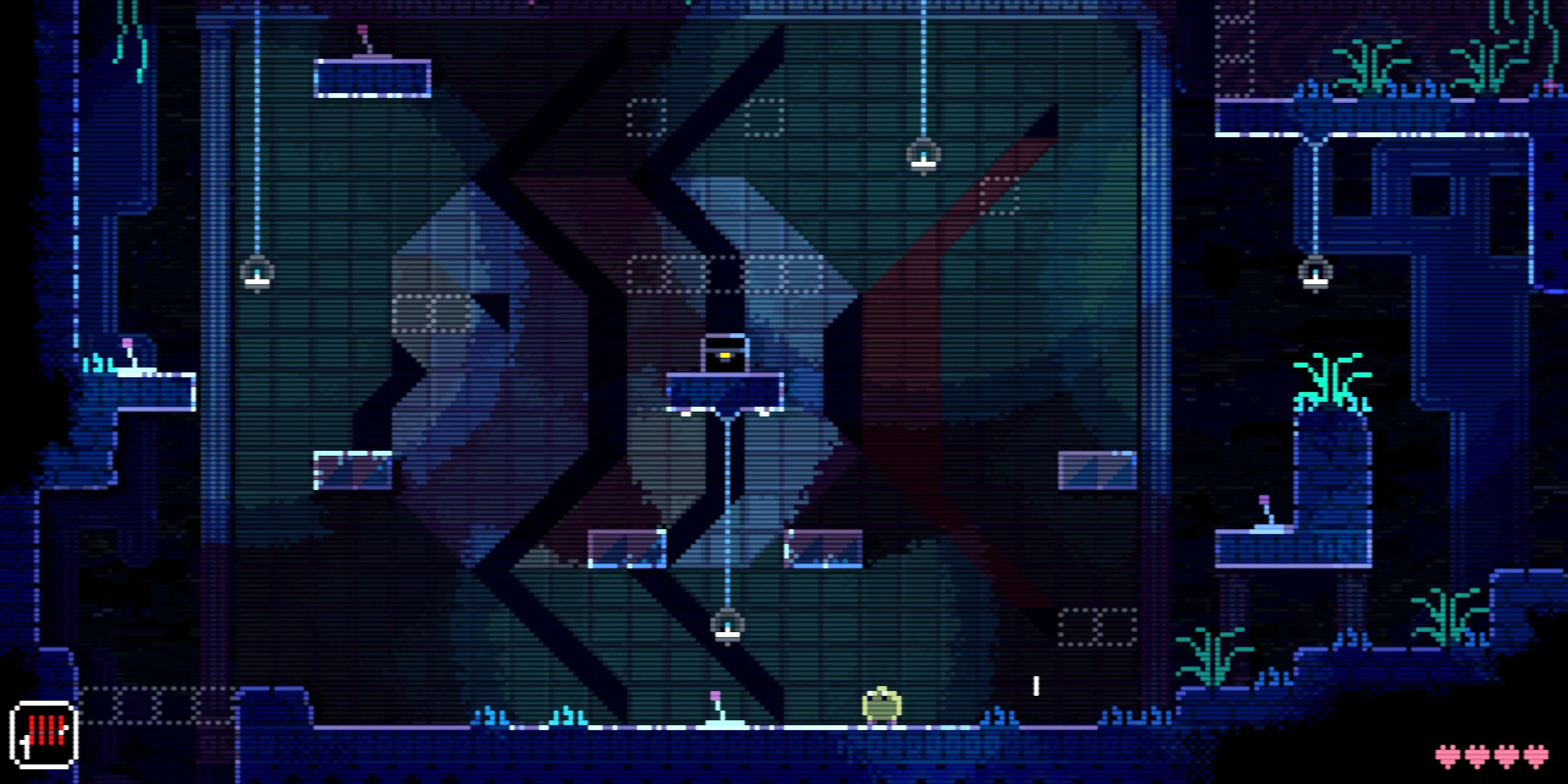 Nhân vật giải quyết một câu đố platforming trong môi trường hang động của Animal Well