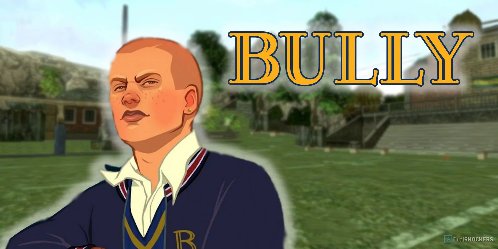 Nhân vật Jimmy Hopkins trong game Bully với bối cảnh trường học Bullworth Academy