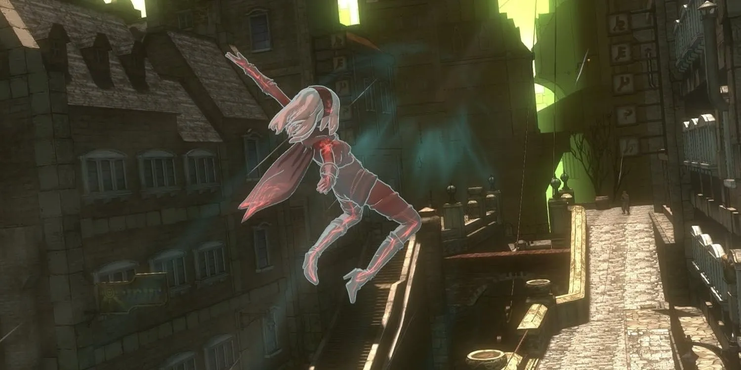 Nhân vật Kat thay đổi trọng lực trong Gravity Rush