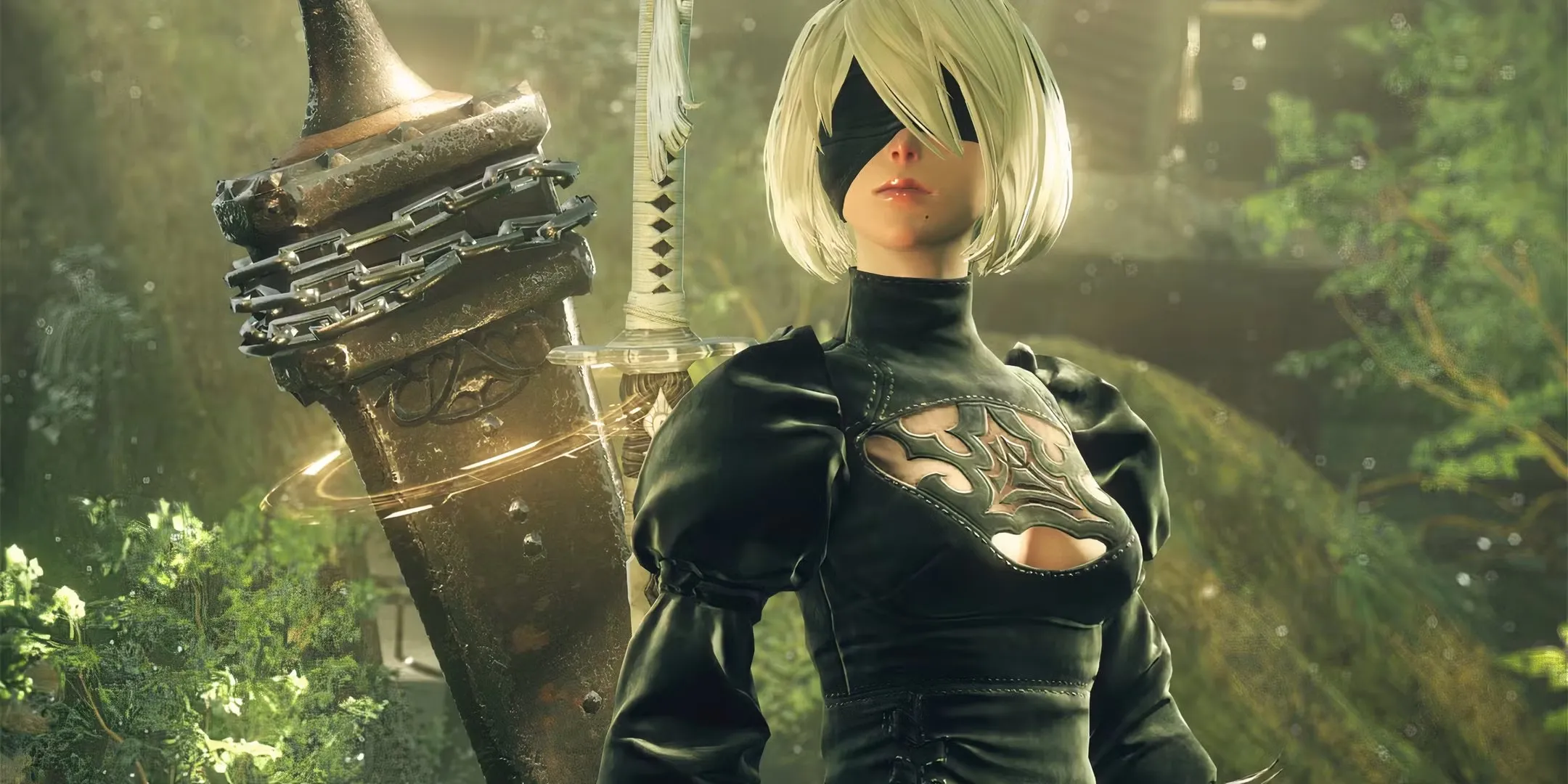 Nhân vật nữ android 2B trong NieR Automata nhìn xa xăm
