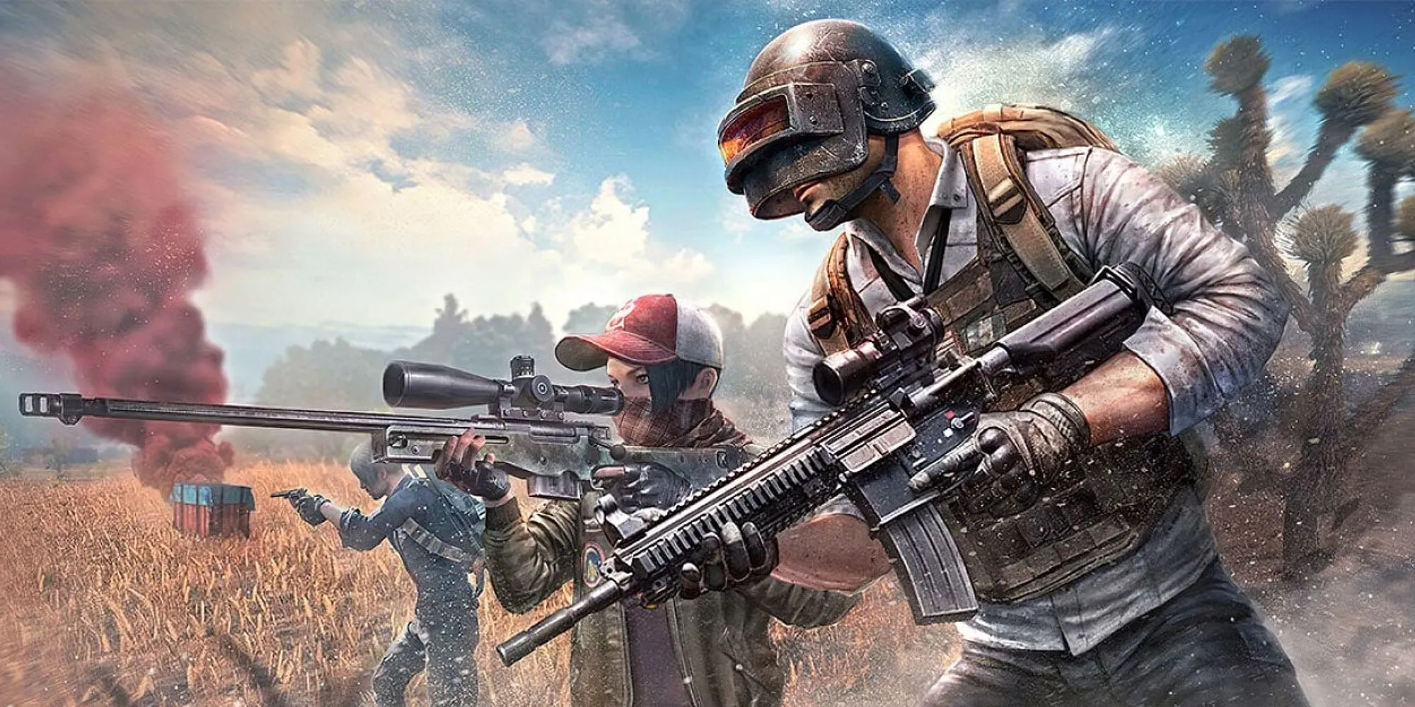 Nhân vật PUBG đang ẩn nấp chiến thuật sau một tảng đá trong game