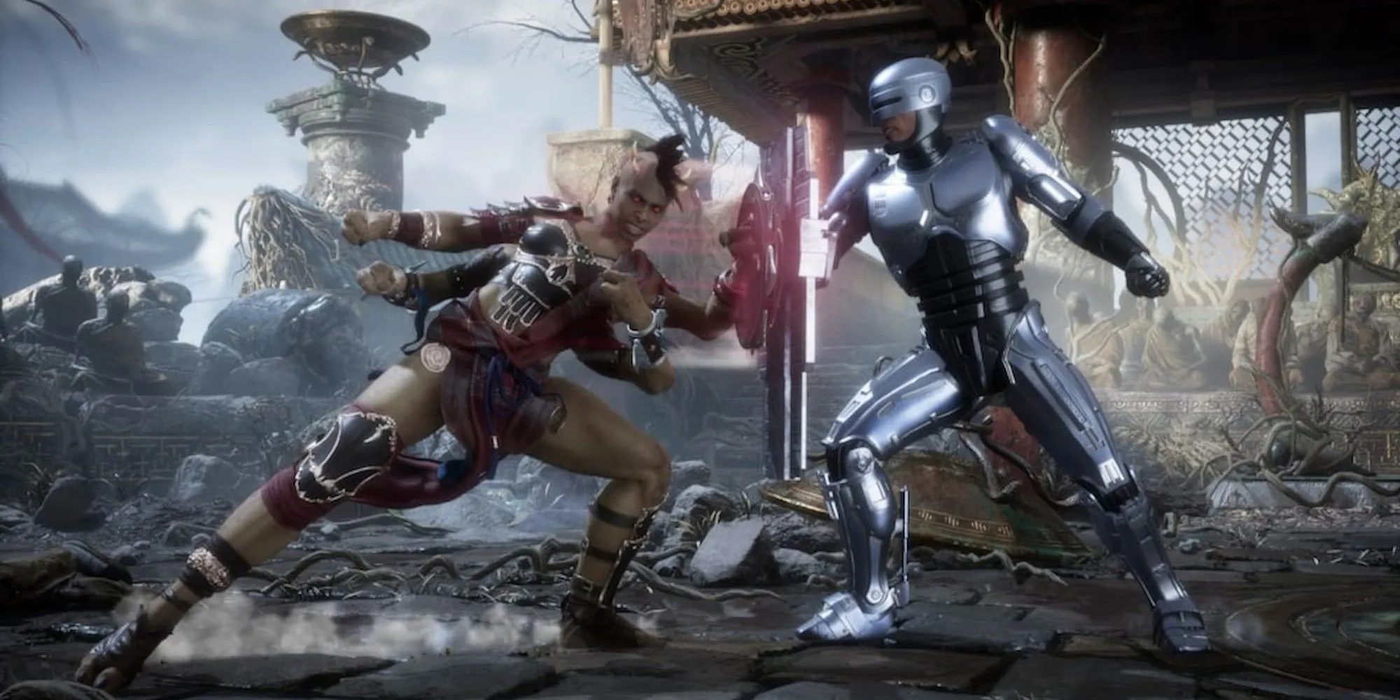 Nhân vật Sheeva và Robocop trong game đối kháng Mortal Kombat 11