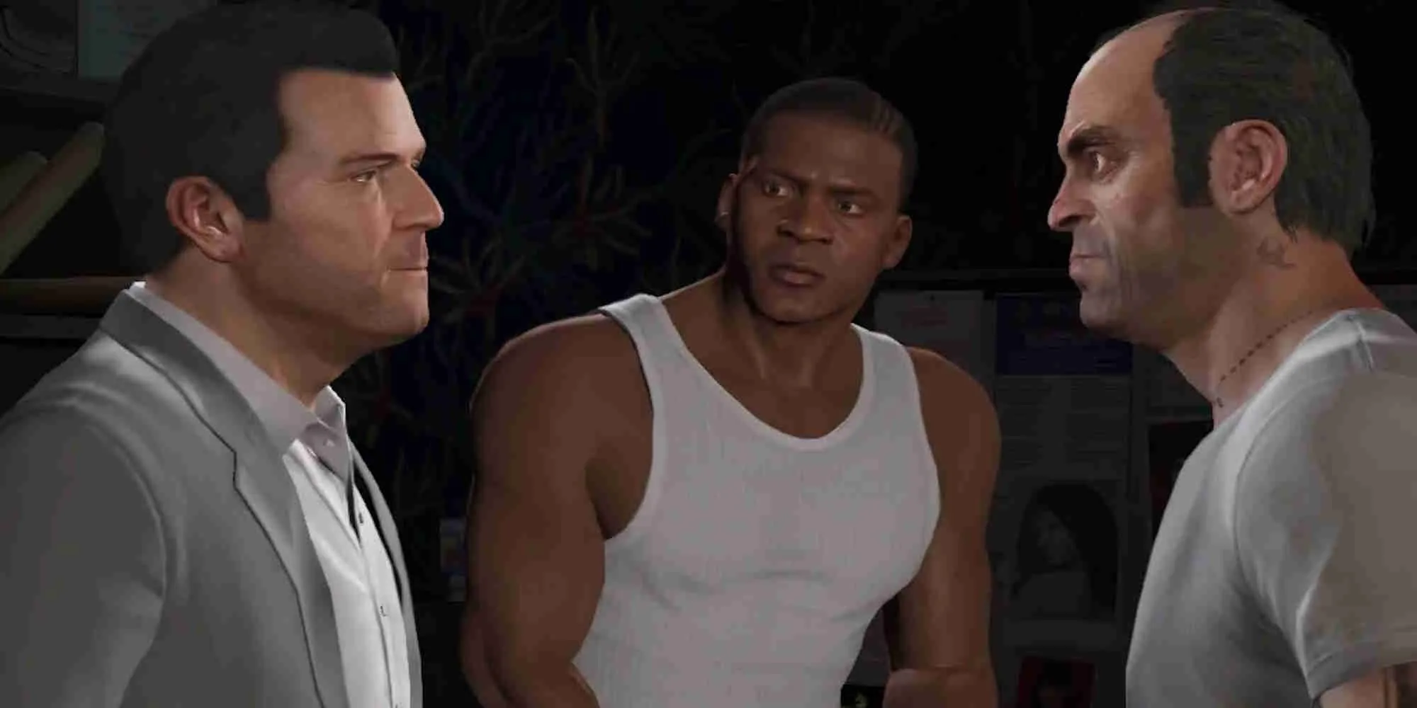 Nhân vật Trevor Philips trong Grand Theft Auto V đứng trước một vụ nổ