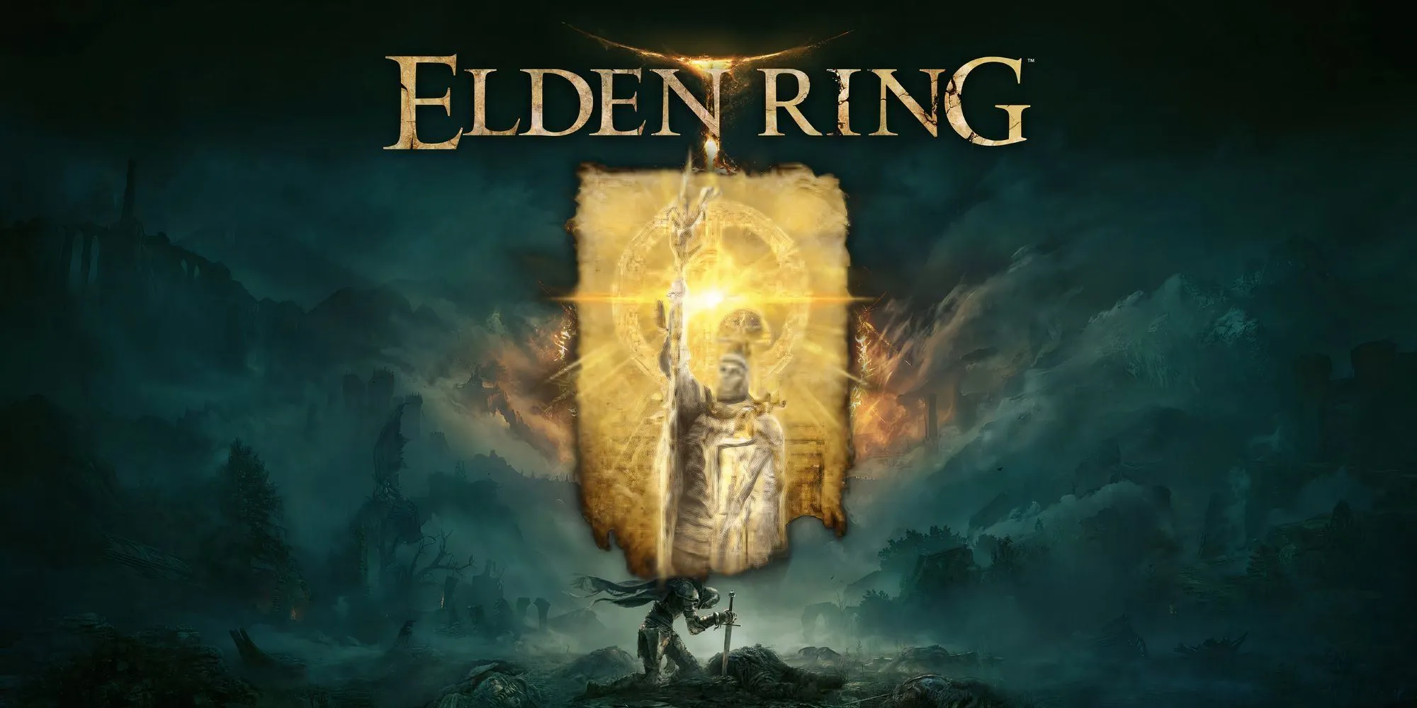 Nhân vật trong Elden Ring đang sử dụng phép Golden Vow, tỏa ra hào quang vàng tăng sức mạnh