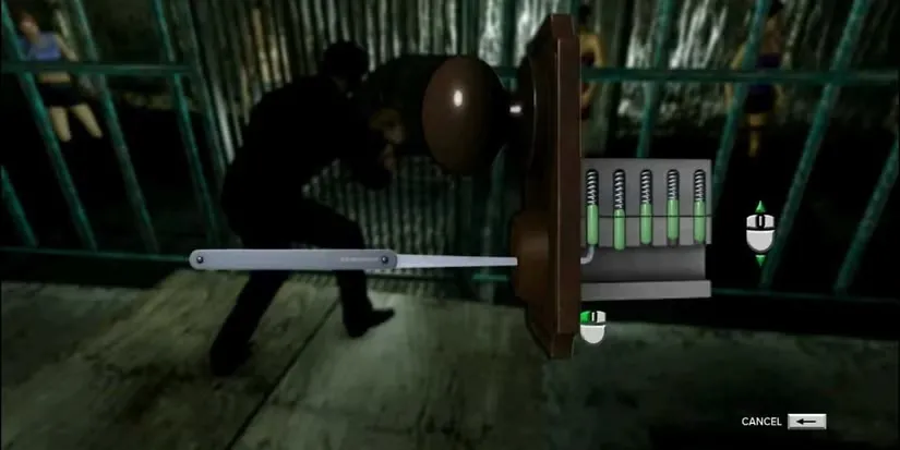 Nhân vật Wei Shen đang tập trung bẻ khóa trong game Sleeping Dogs