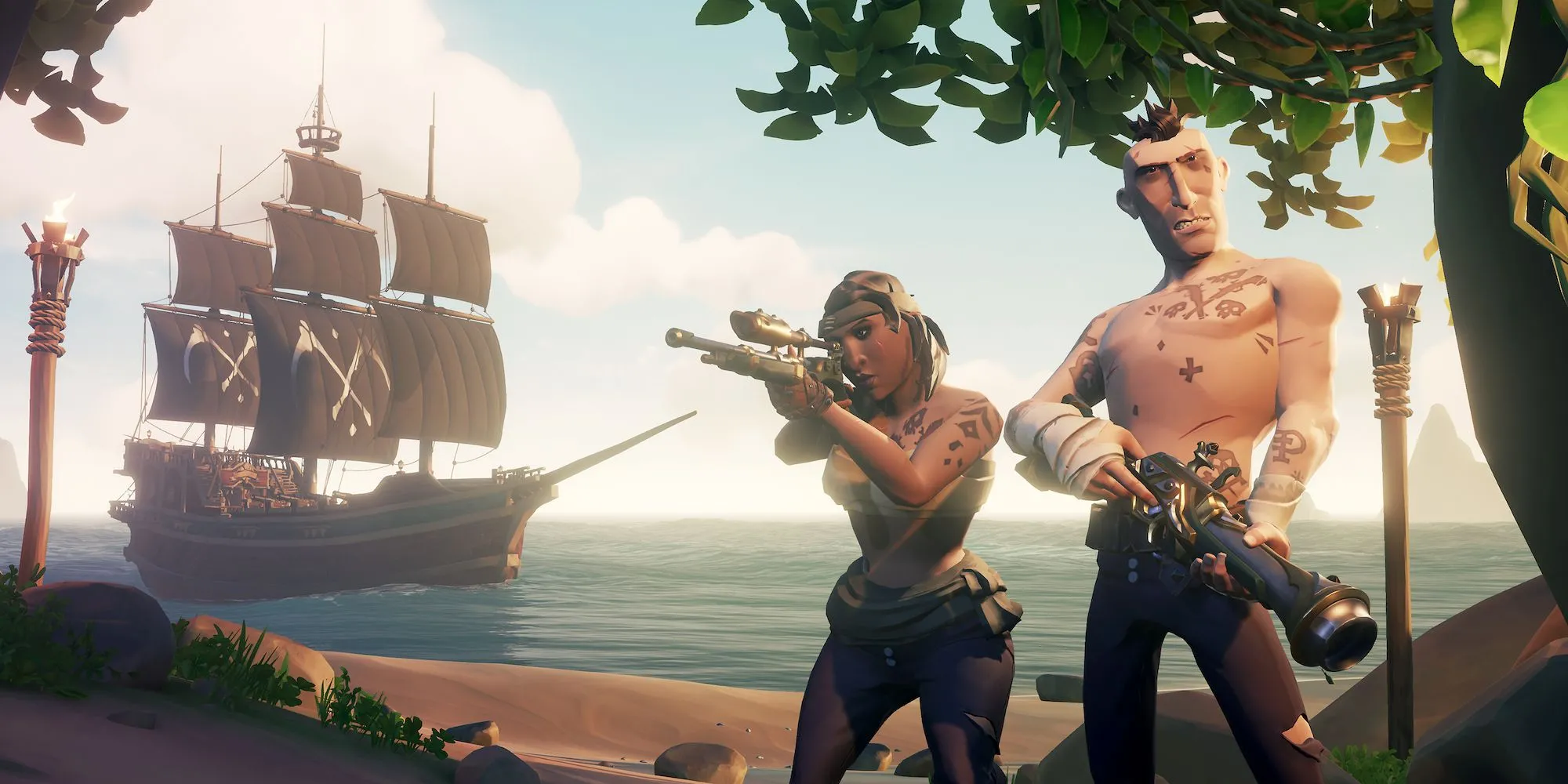 Nhóm cướp biển Sea of Thieves ngắm bắn từ tàu