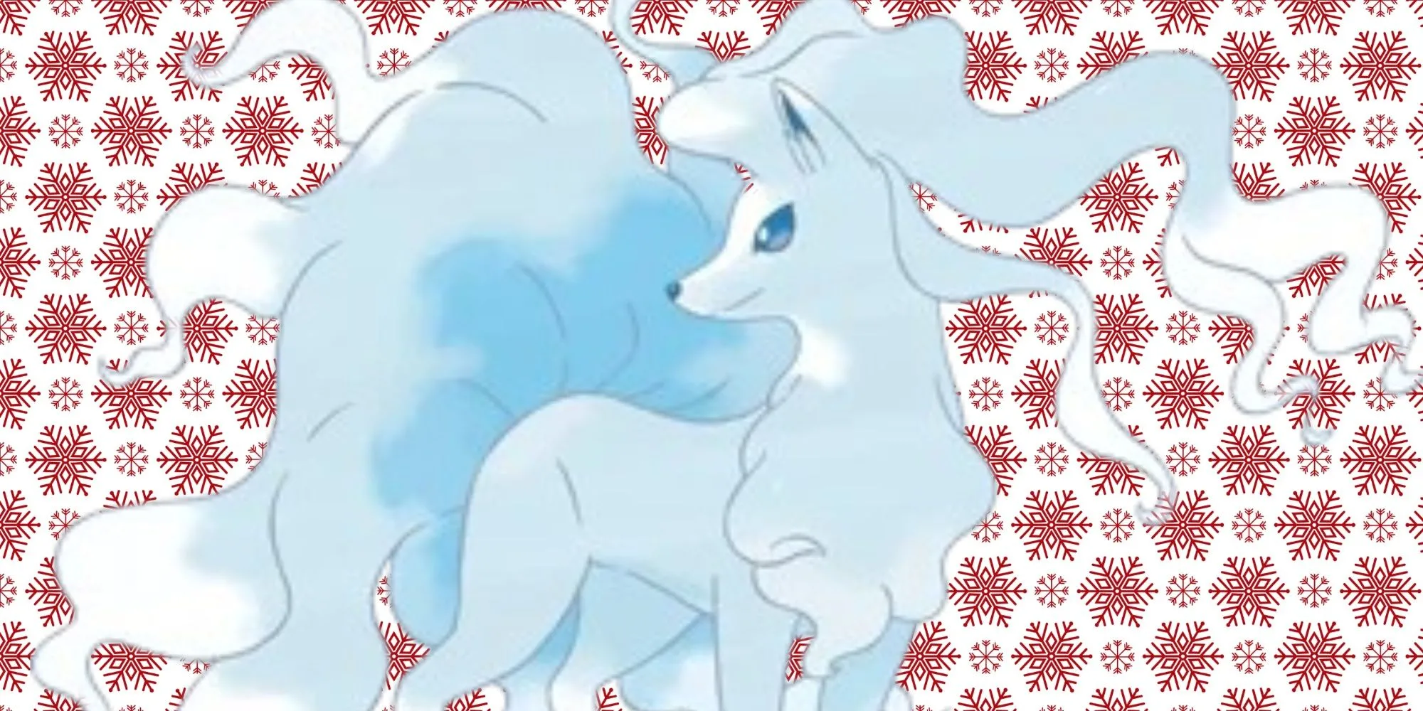 Ninetales Alola duyên dáng với bộ lông trắng và chín chiếc đuôi tuyết.