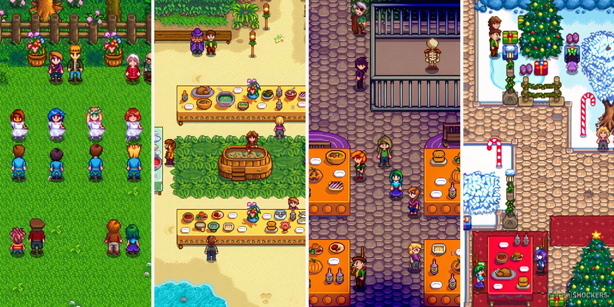 Nông trại Stardew Valley với bù nhìn bảo vệ mùa màng khỏi quạ