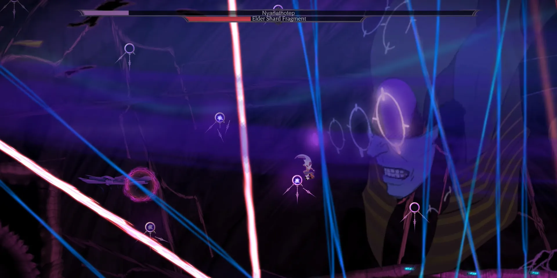 Nyarlathotep, một thực thể vũ trụ đáng sợ trong game Sundered, với nhiều xúc tu và mắt