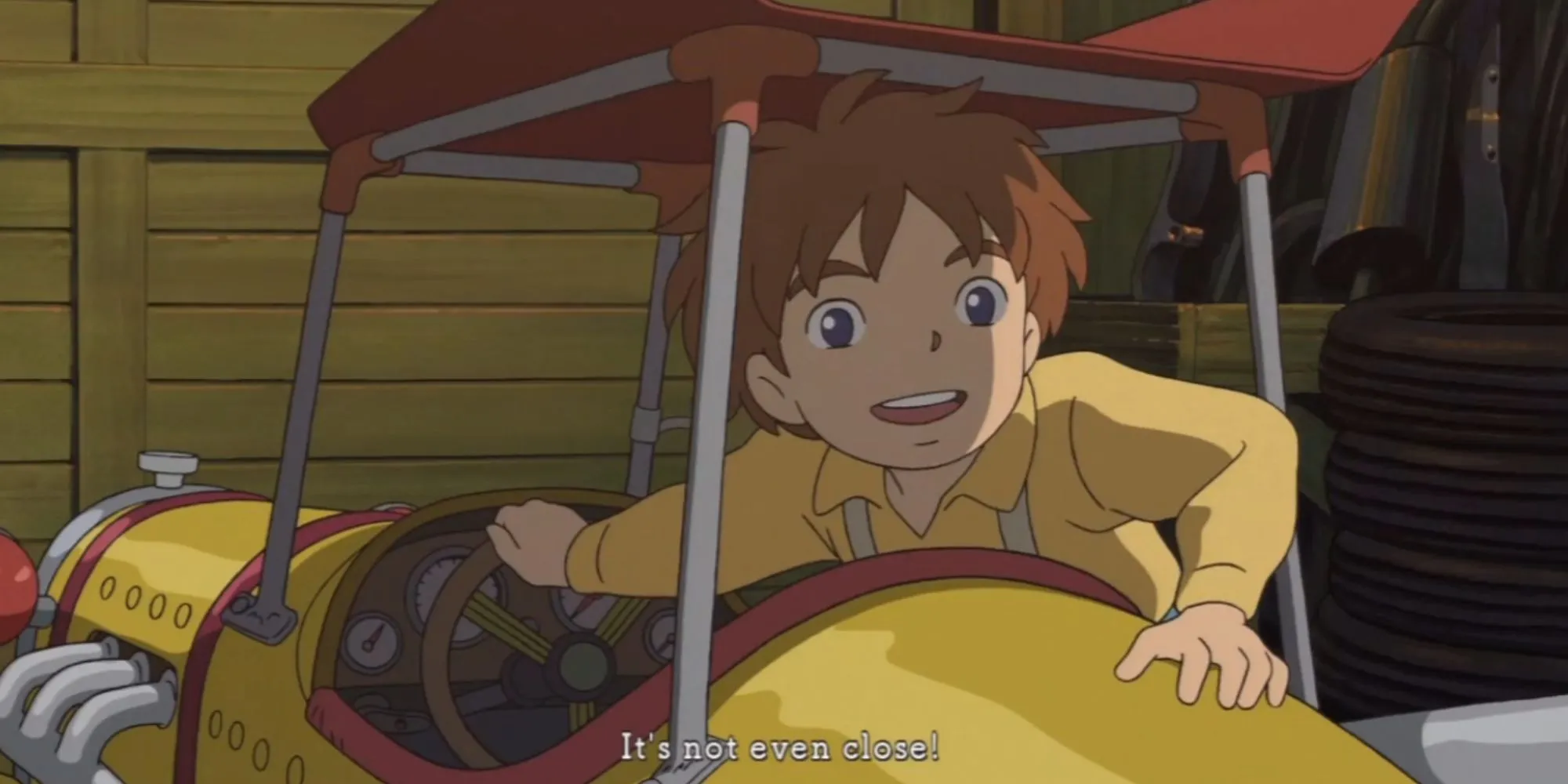 Oliver và Drippy trong một anime cutscene đầy màu sắc của Ni No Kuni: Wrath of the White Witch do Studio Ghibli thực hiện.
