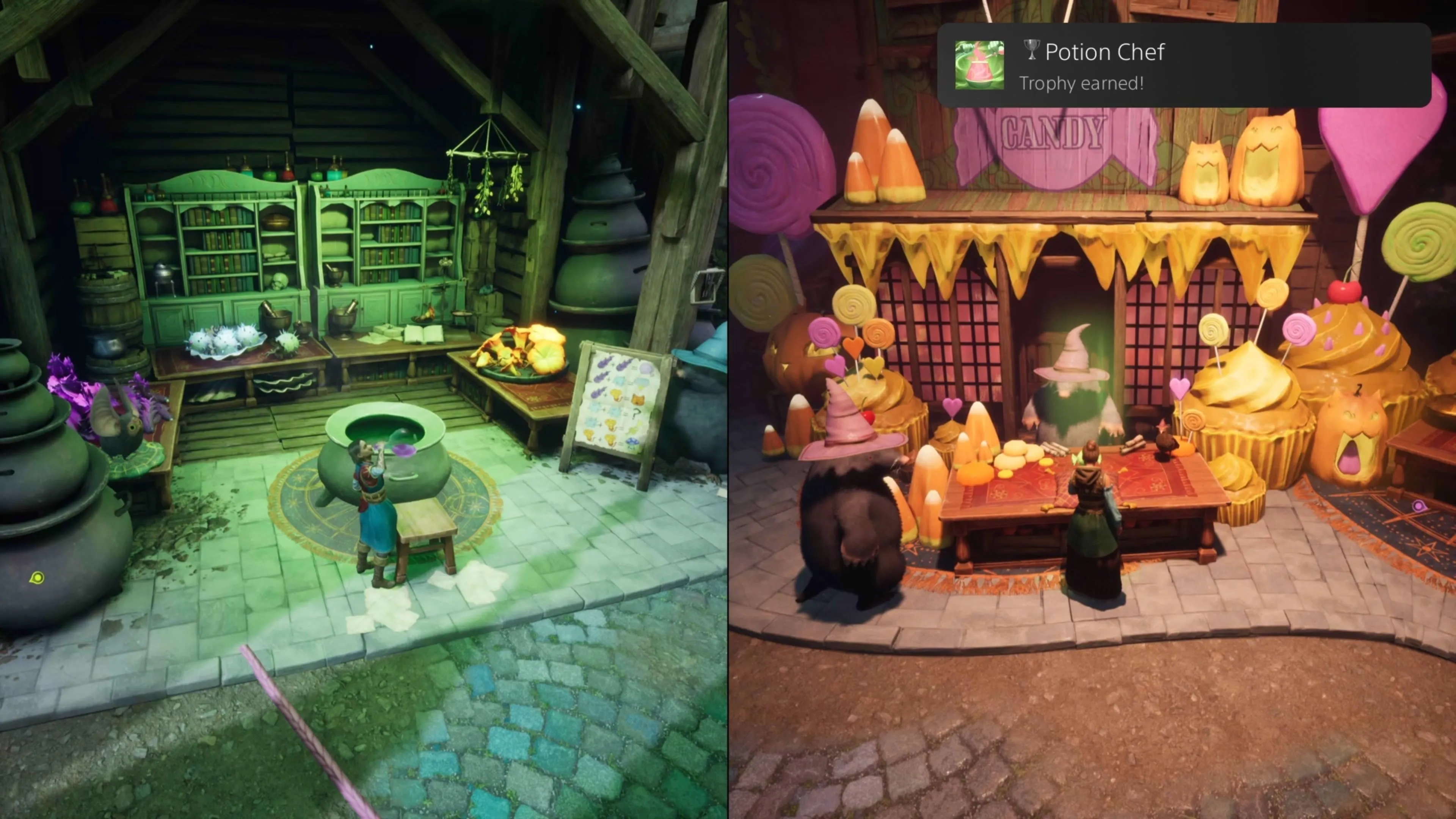 Pha chế và uống potion tại Chợ Mặt Trăng để hoàn thành Trophy Potion Chef trong Split Fiction