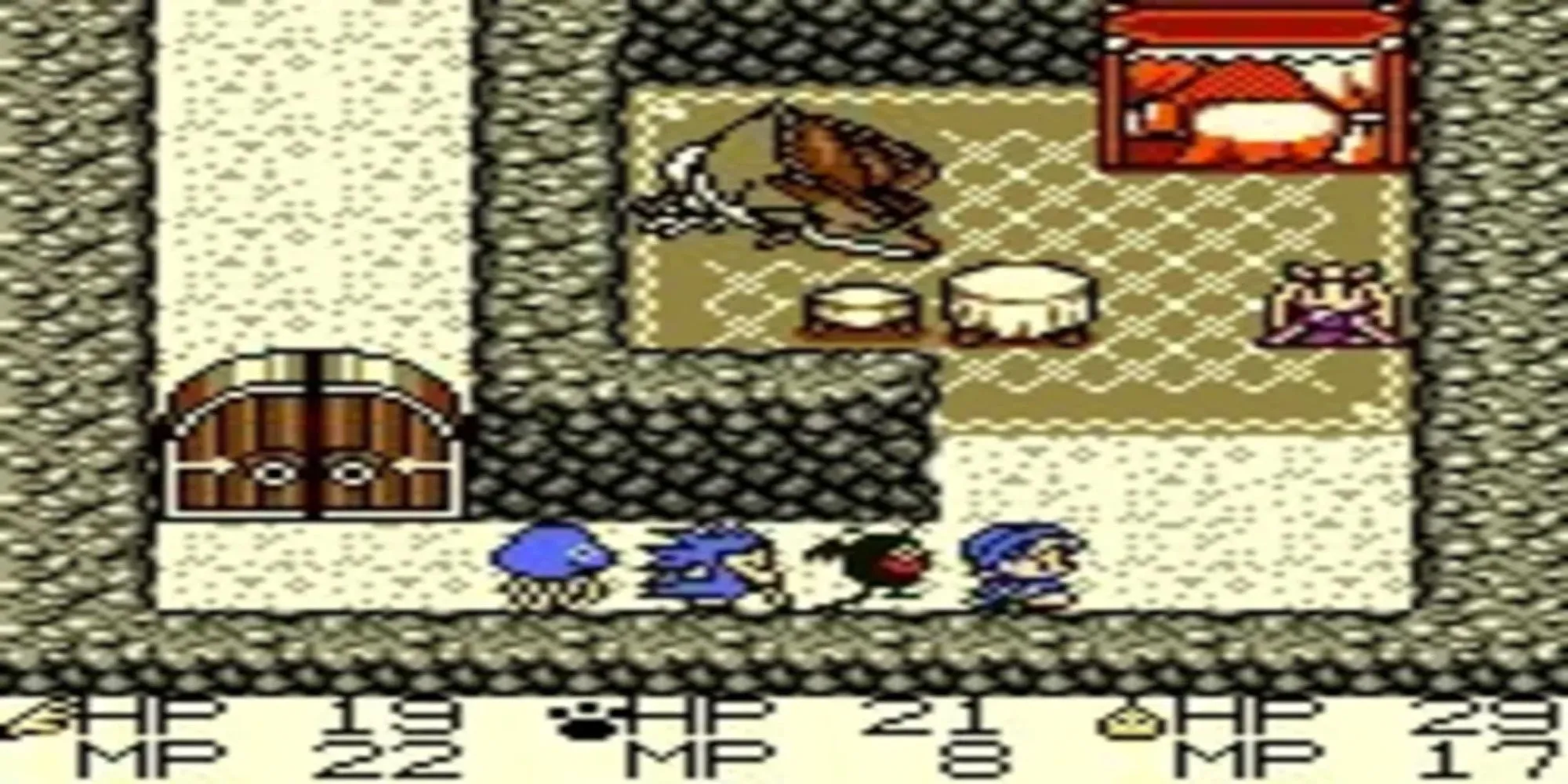 Quái vật đi theo sau nhân vật trong game Dragon Warrior Monsters trên GBC