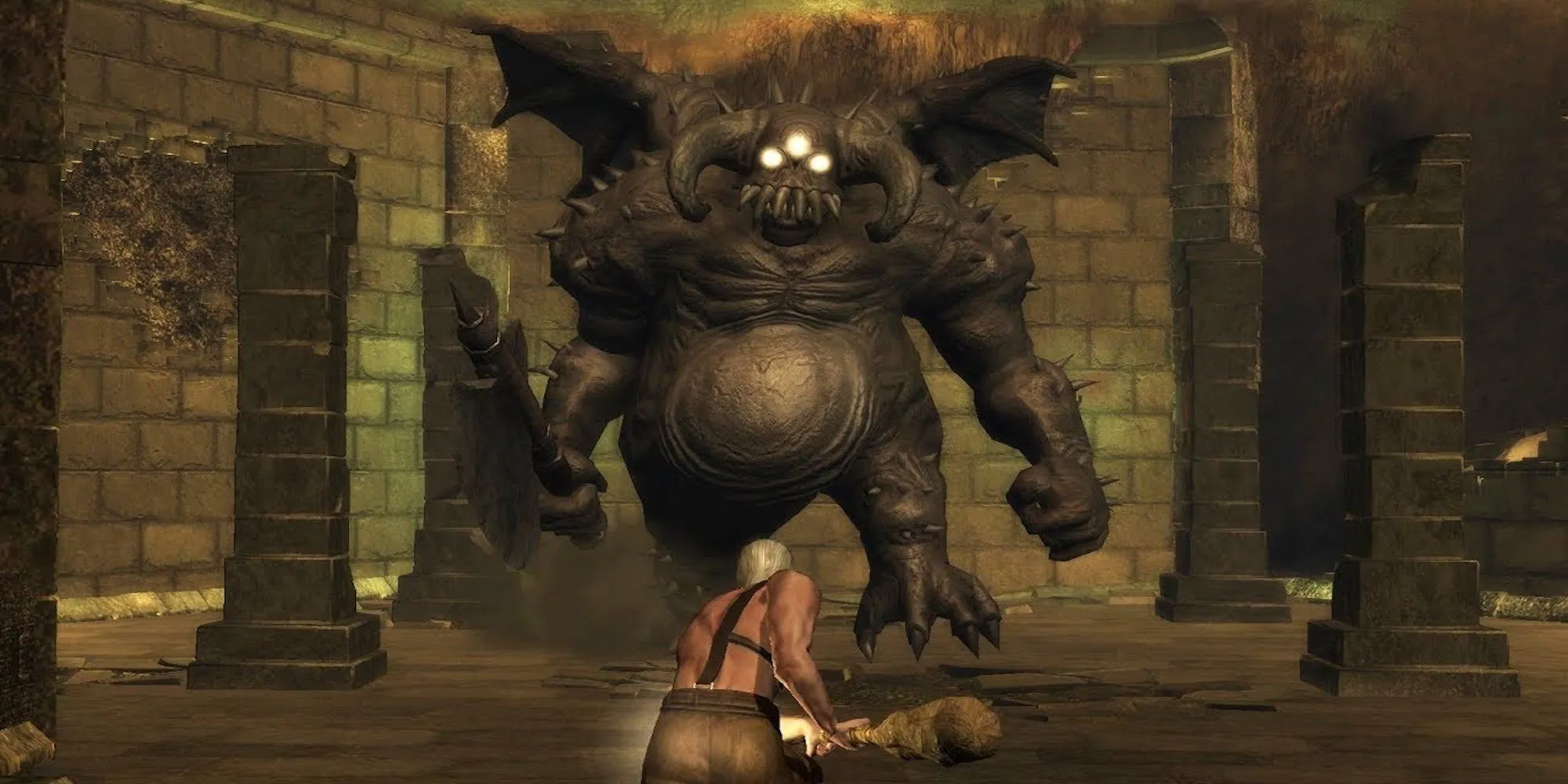 Quái vật Vanguard chuẩn bị tấn công người chơi trong Demon's Souls