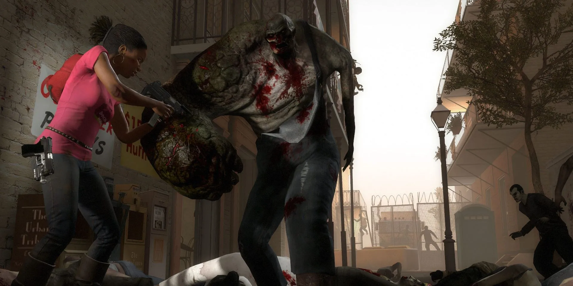 Rochelle đối mặt Charger trong Left 4 Dead 2 - một ví dụ về âm thanh cảnh báo trong game