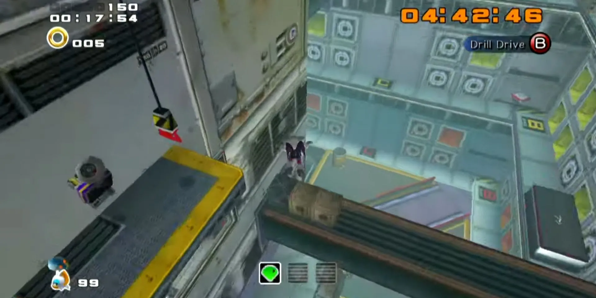 Rouge the Bat tìm kiếm Emerald Shards trong màn Security Hall của Sonic Adventure 2