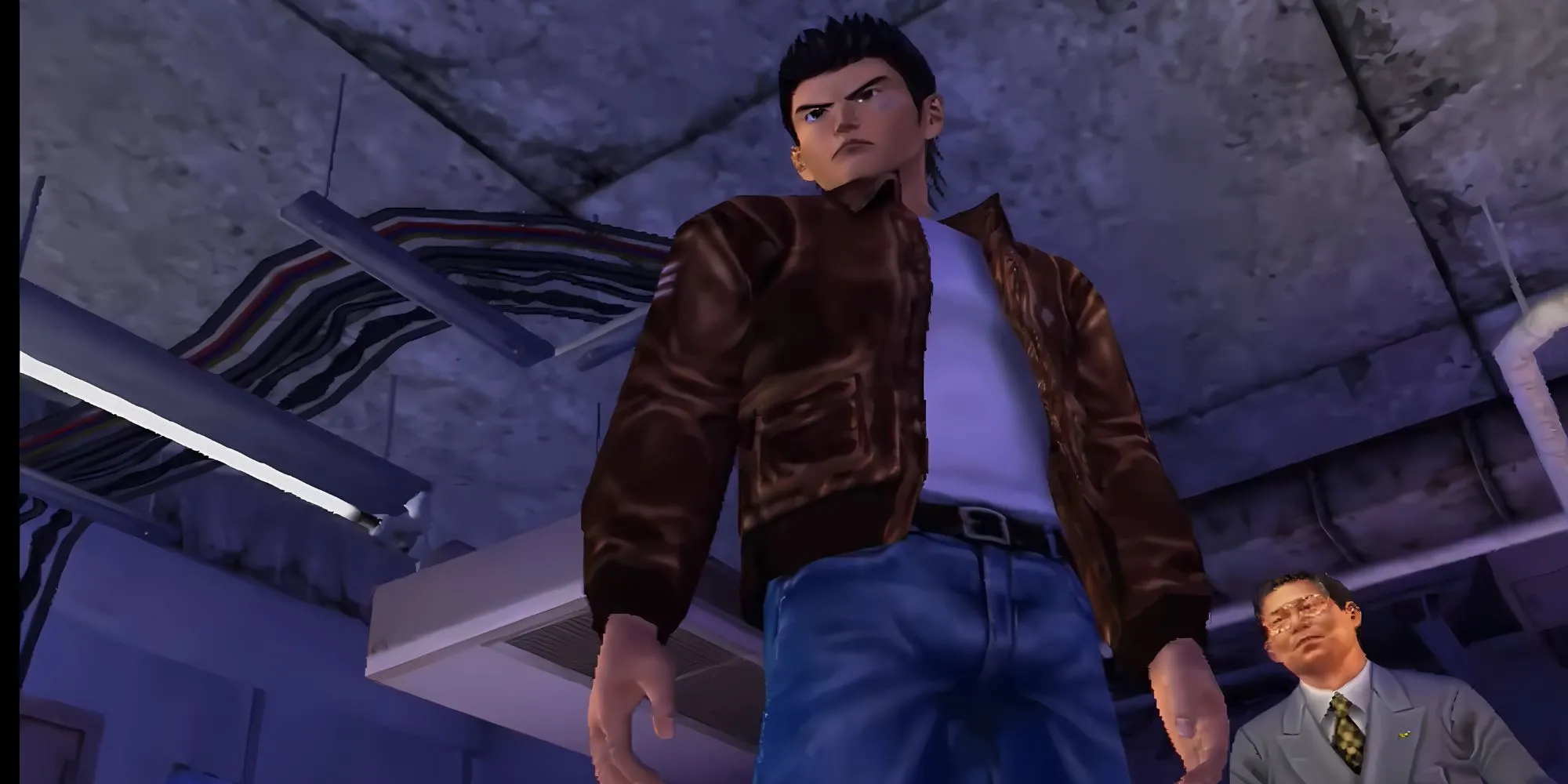 Ryo Hazuki đối thoại với Hidekazu Yukawa trong Shenmue