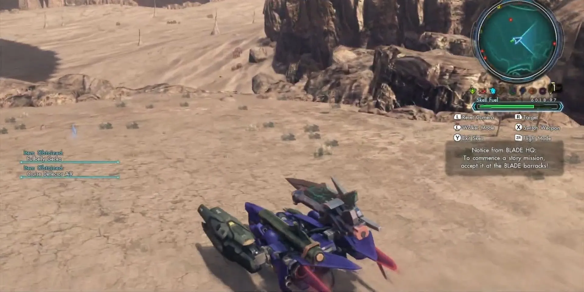 Skell Verus ở dạng phương tiện cơ động trong Xenoblade Chronicles X