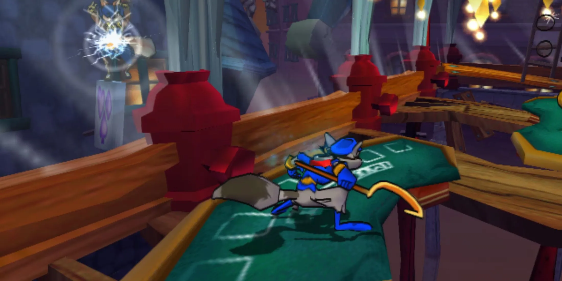 Sly Cooper và băng trộm trong game Sly Cooper Collection, với đồ họa hoạt hình quen thuộc