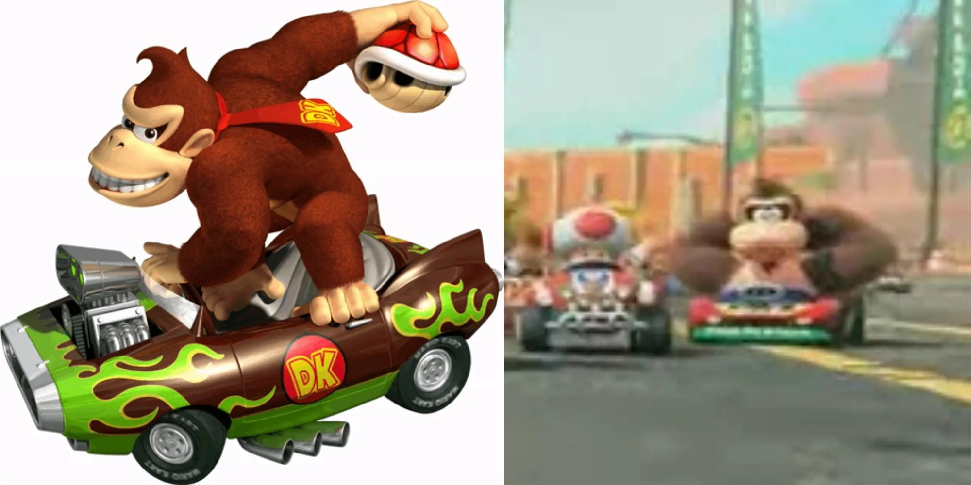 So sánh thiết kế cũ và mới của Donkey Kong trong game Mario Kart