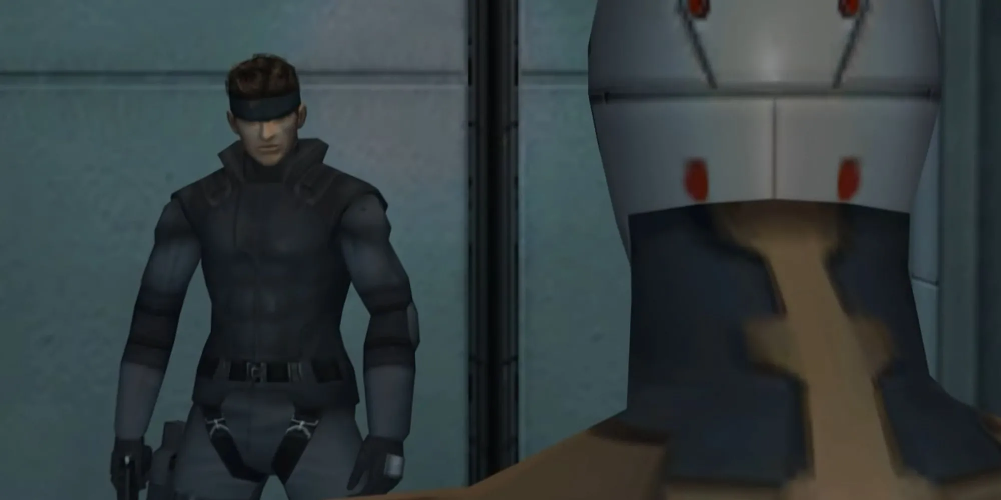 Solid Snake đối mặt Cyborg Ninja trong nhà kho Metal Gear Solid: The Twin Snakes