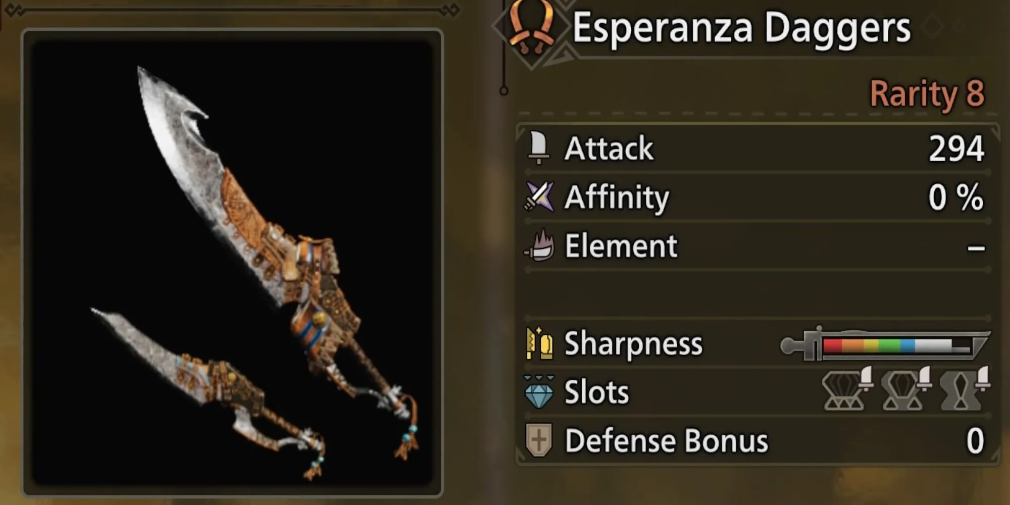 Song Đao Esperanza trong Monster Hunter Wilds với thiết kế đơn giản