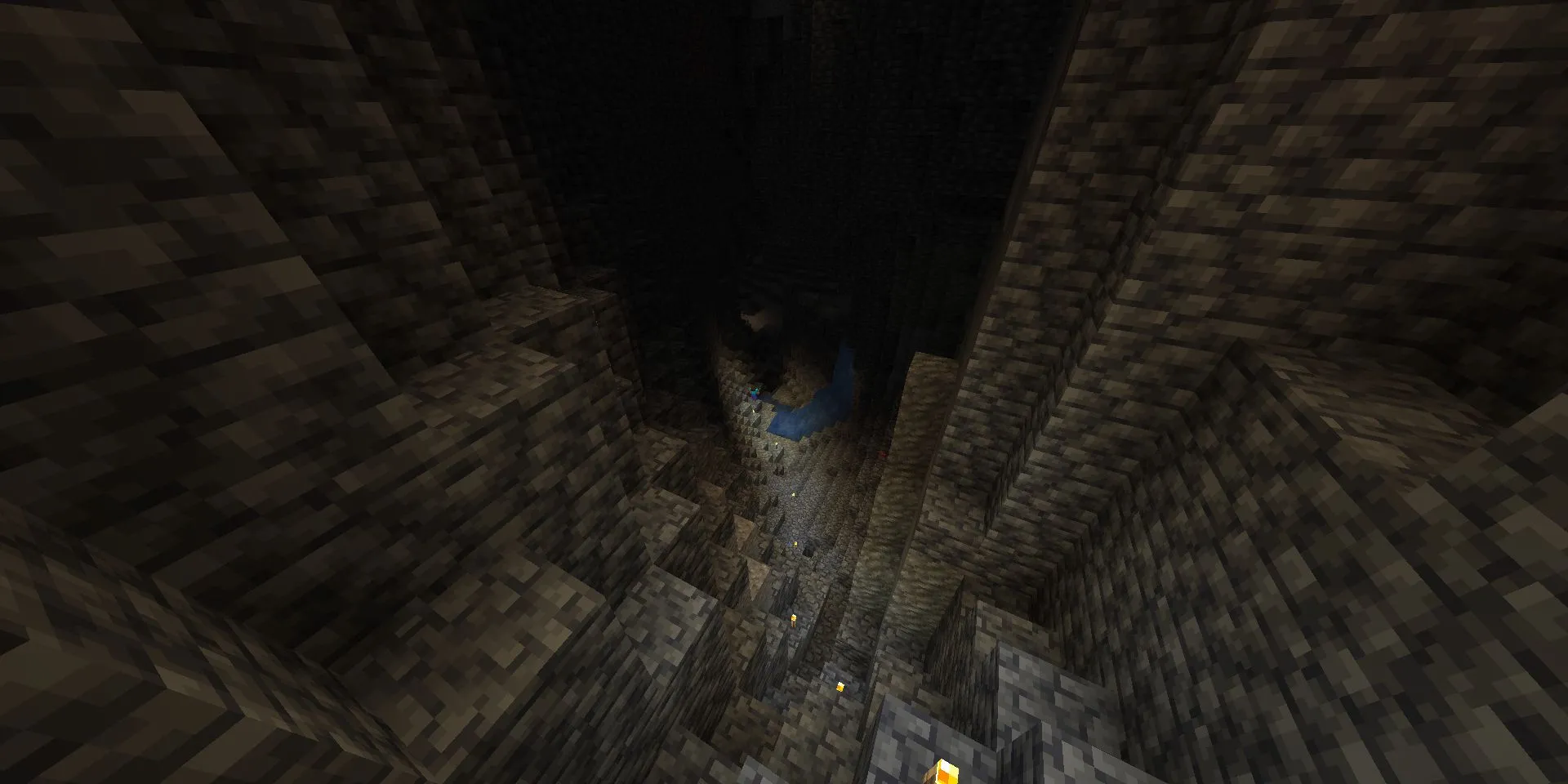 Steve thám hiểm hang động lớn mới trong Minecraft sau cập nhật Caves &amp; Cliffs