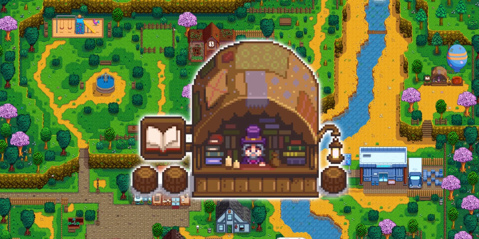 Thăm Người Bán Sách tại Thị Trấn Pelican để mua Sách Nấu Ăn Queen of Sauce trong Stardew Valley