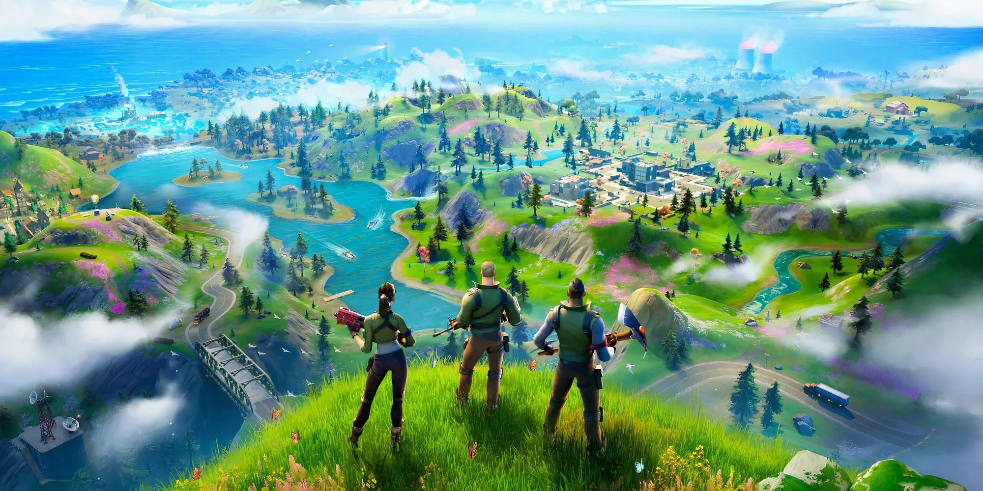 Toàn cảnh hòn đảo chiến đấu đầy màu sắc trong game Fortnite