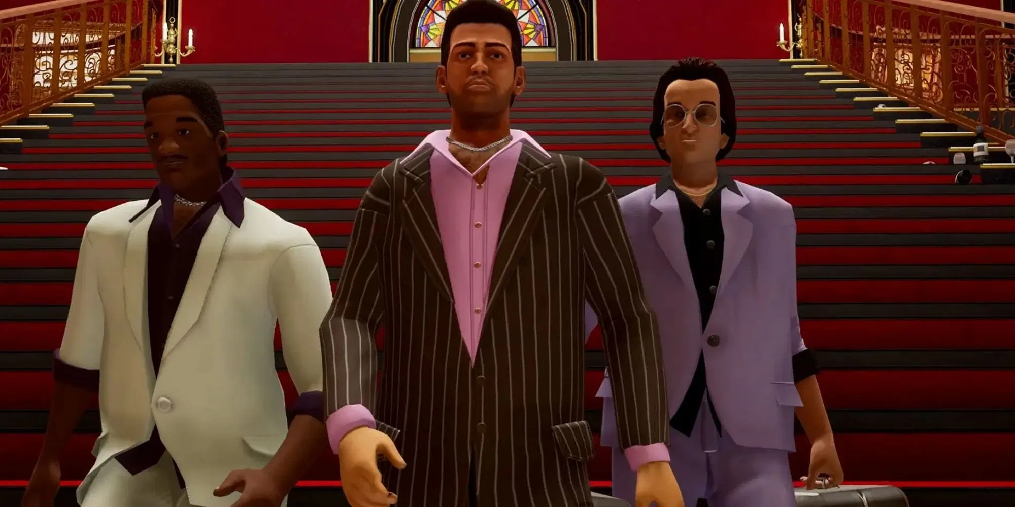 Tommy Vercetti chiến đấu bảo vệ dinh thự trong nhiệm vụ Keep Your Friends Close GTA Vice City