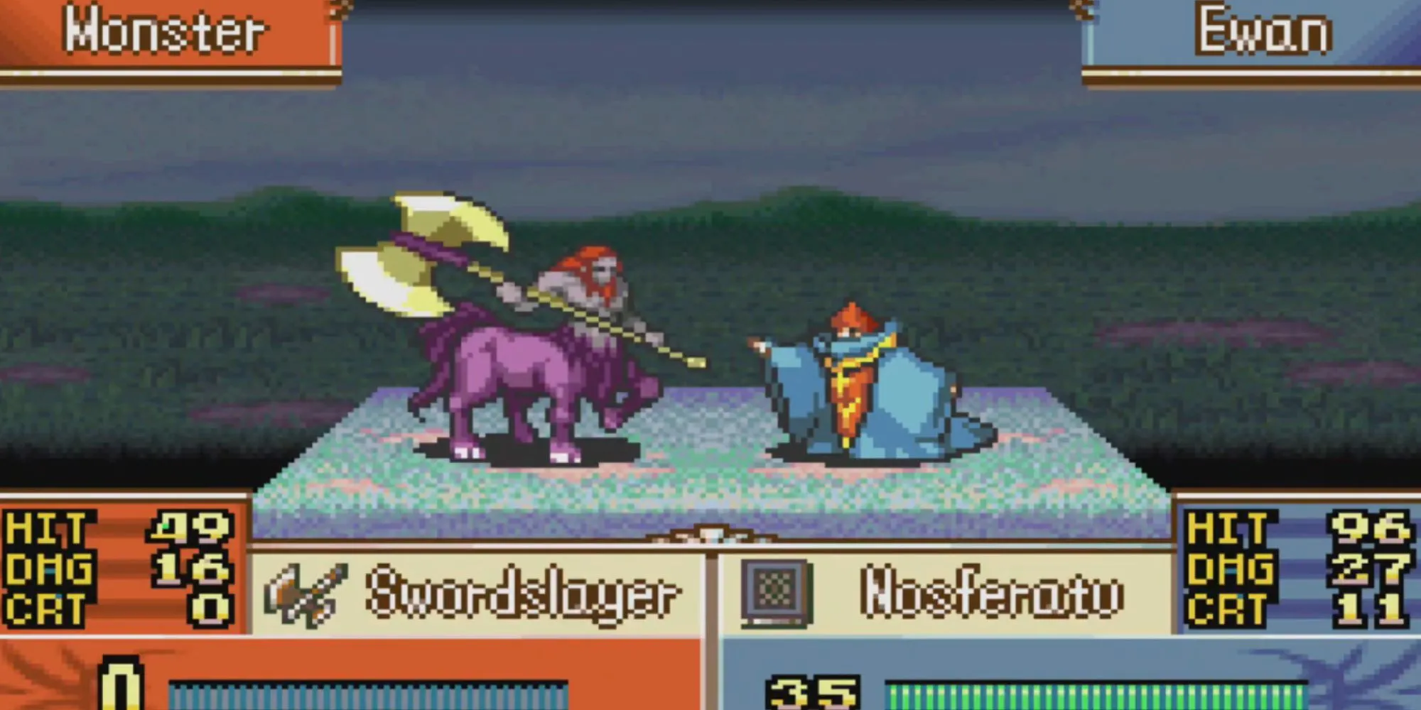 Trận chiến chiến thuật theo lượt trên bản đồ lưới trong Fire Emblem: The Sacred Stones