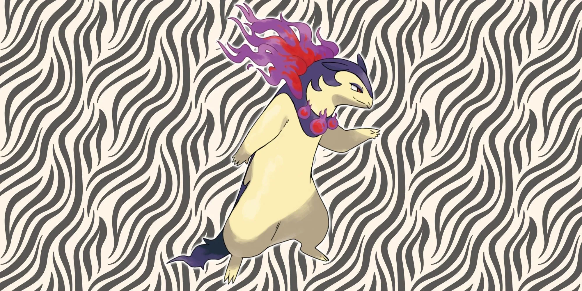 Typhlosion Hisui hệ Lửa Ma với ngọn lửa tím quanh cổ