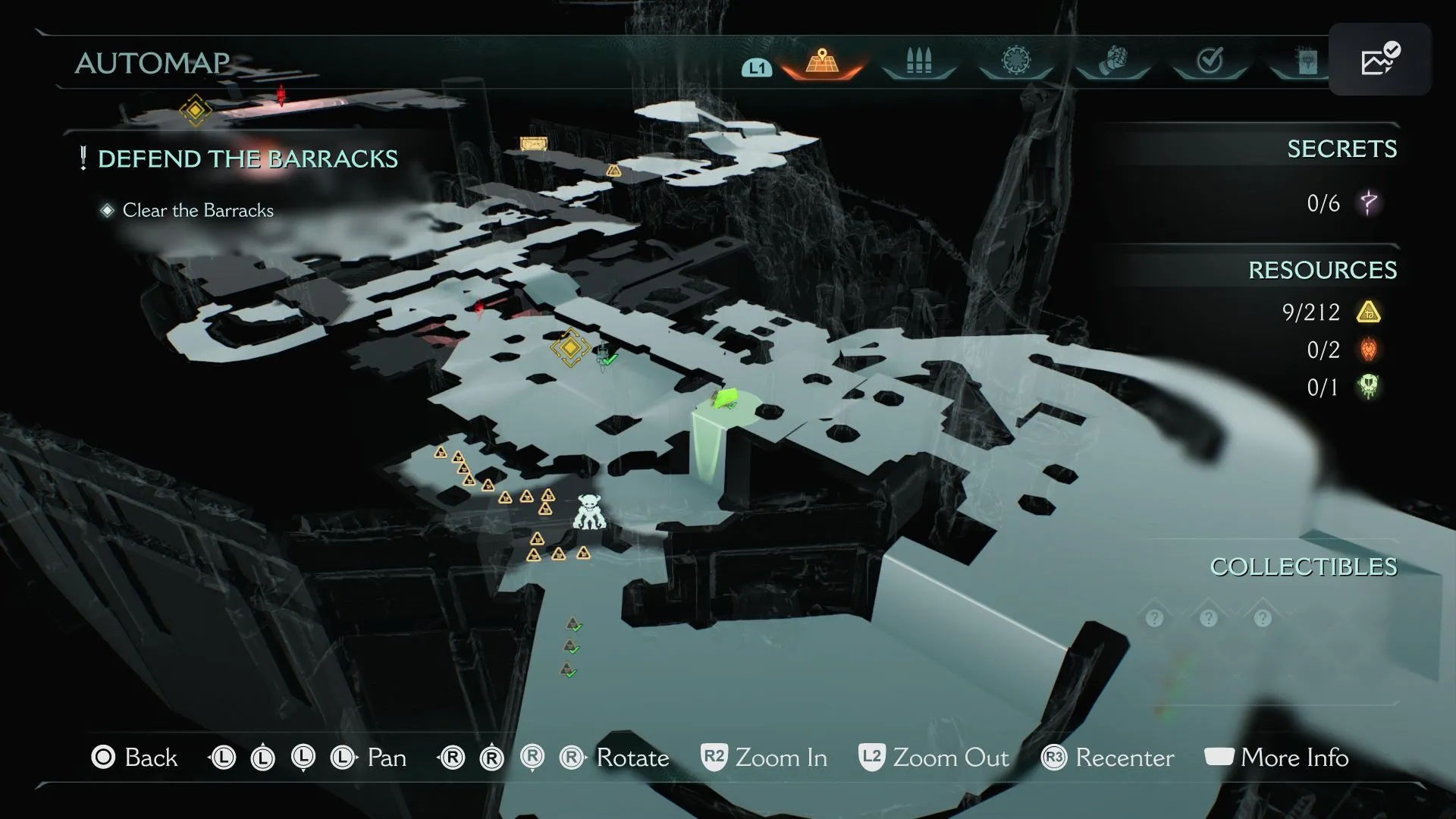 Vị trí đồ chơi Hell Knight phía sau bức tường gỗ vỡ trong Sentinel Barracks