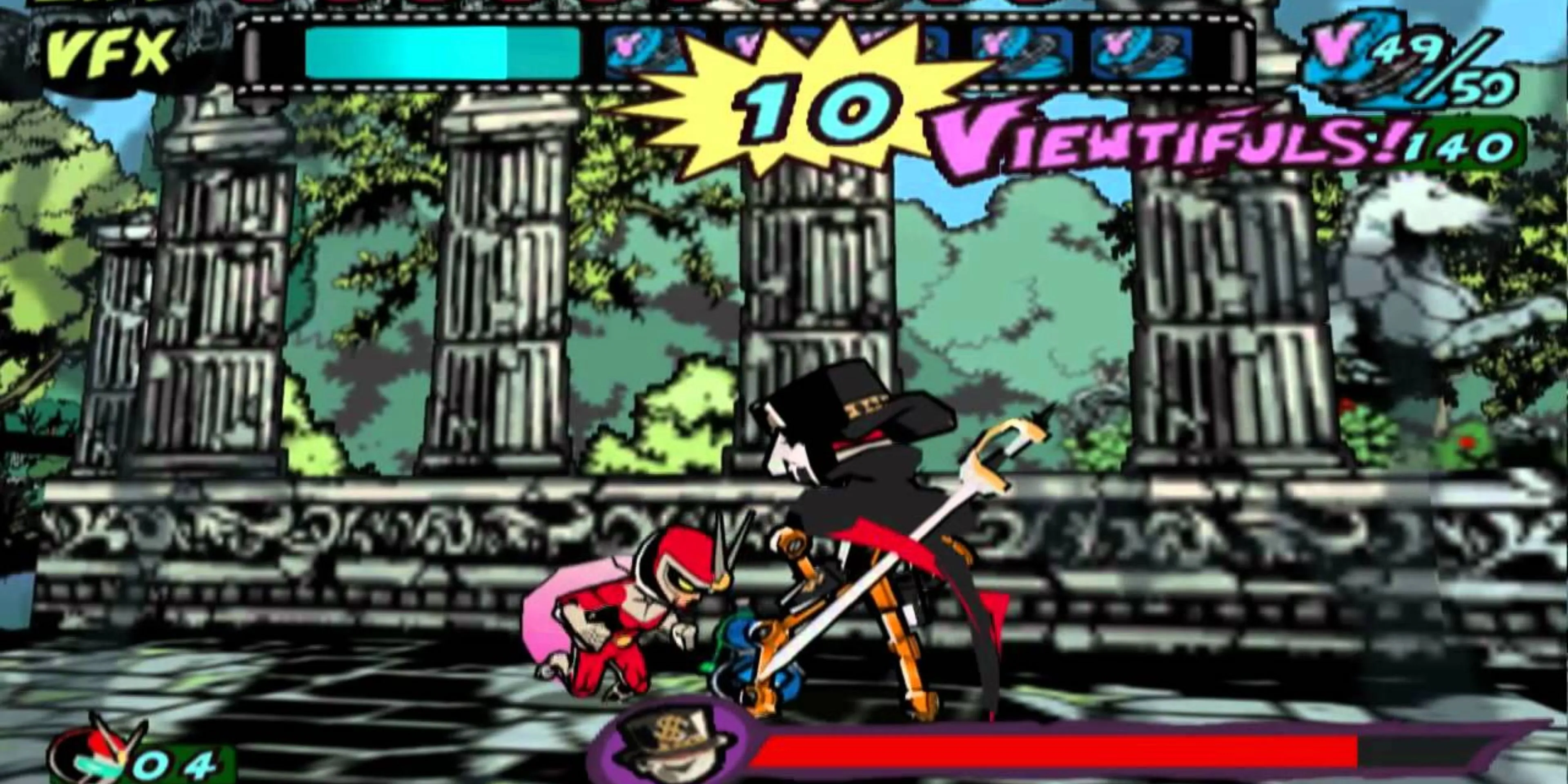 Viewtiful Joe trong tư thế chiến đấu, minh họa phong cách đồ họa manga thập niên 90 đầy kịch tính